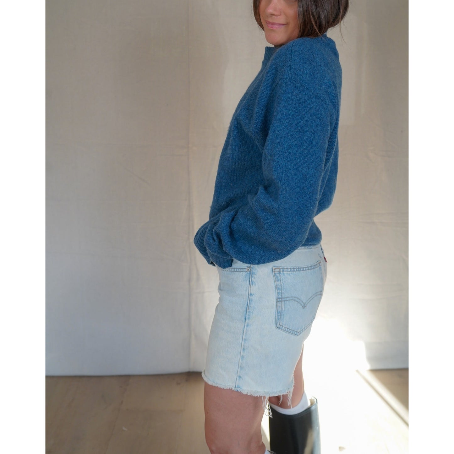 Andhurst Wool Blend Crewneck Sweater – Washed Blue – Size M (approx)