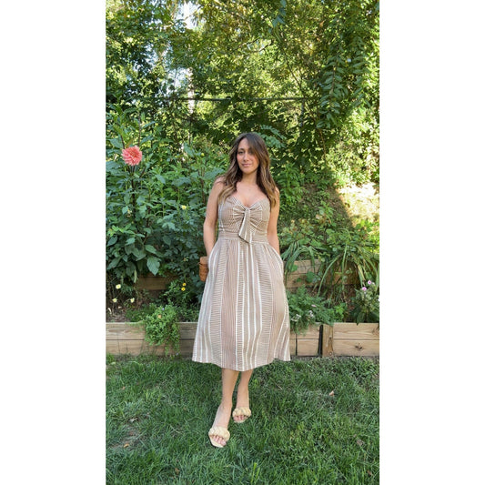 Saltwater Luxe Striped Tie-Front Midi Dress