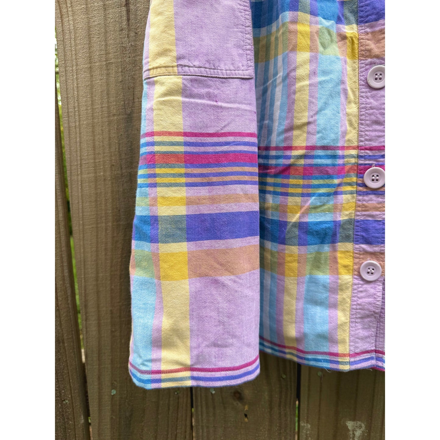 Vintage Pastel Plaid Cotton Skirt w/ Pockets