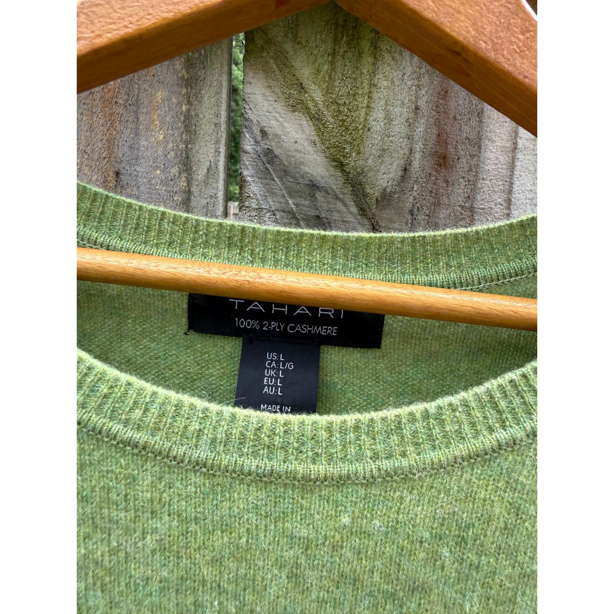 Tahari Cashmere Crewneck Sweater | Moss Green 100% Cashmere Knit