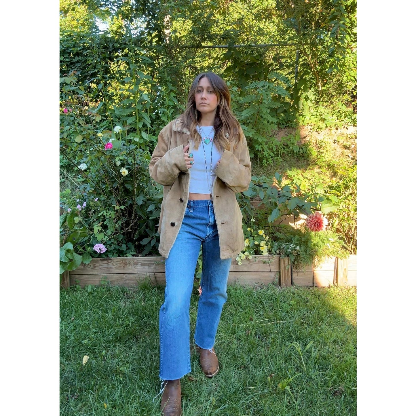 Vintage Shearling Pioneer Wear Coat — Suede &amp; Sherpa (Made in Korea, Albuquerque Label)