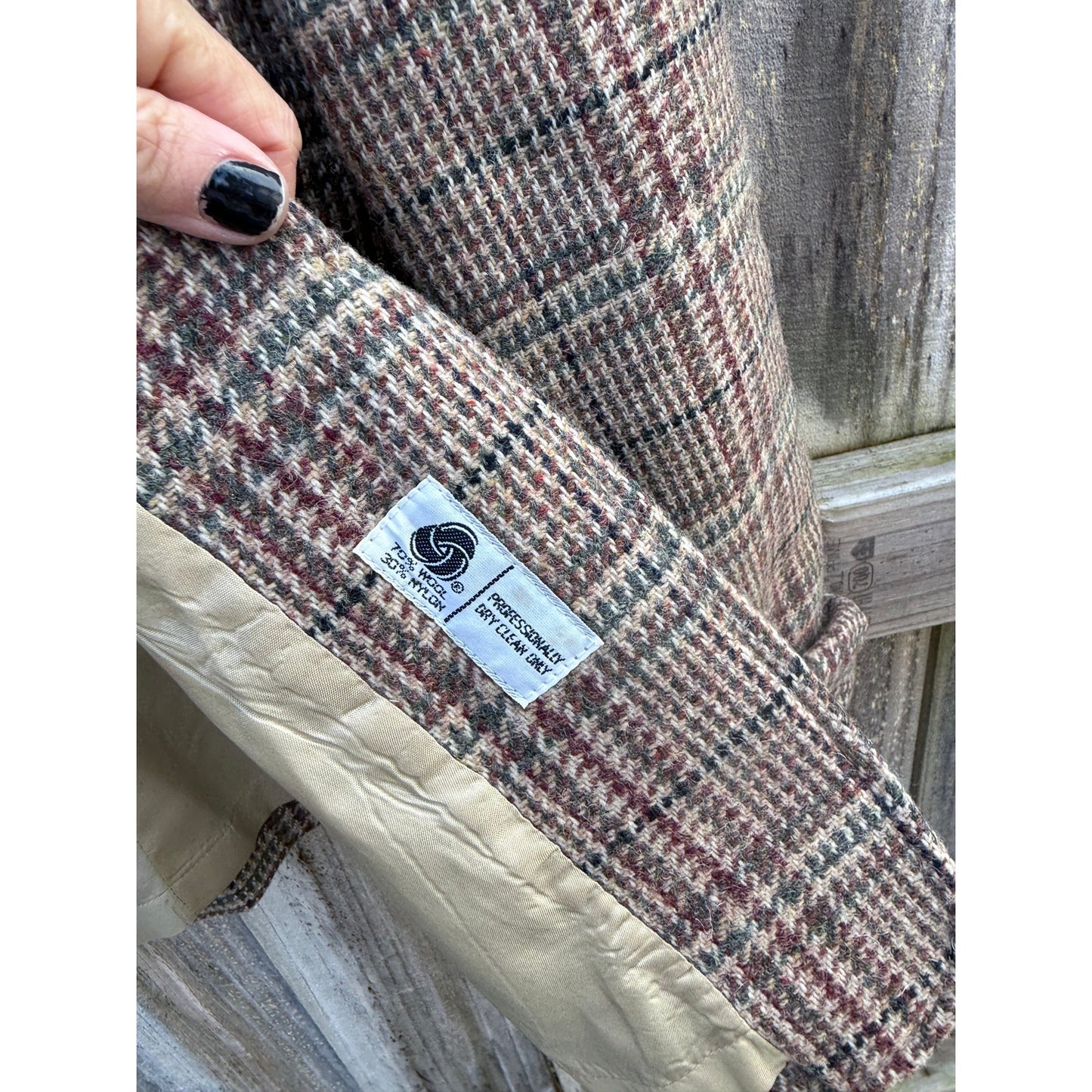 Vintage Plaid Wool Tailored Blazer
