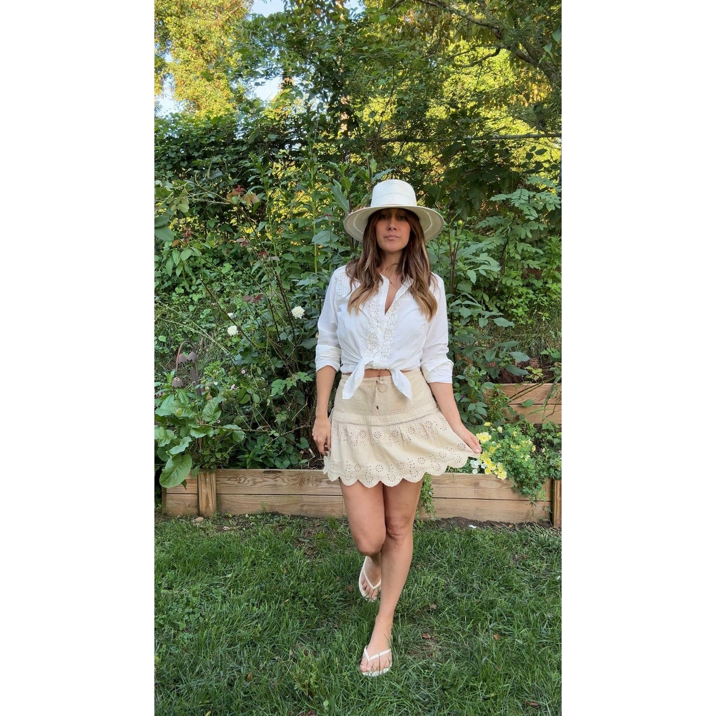 90s Pintuck Embroidered Cotton Blouse