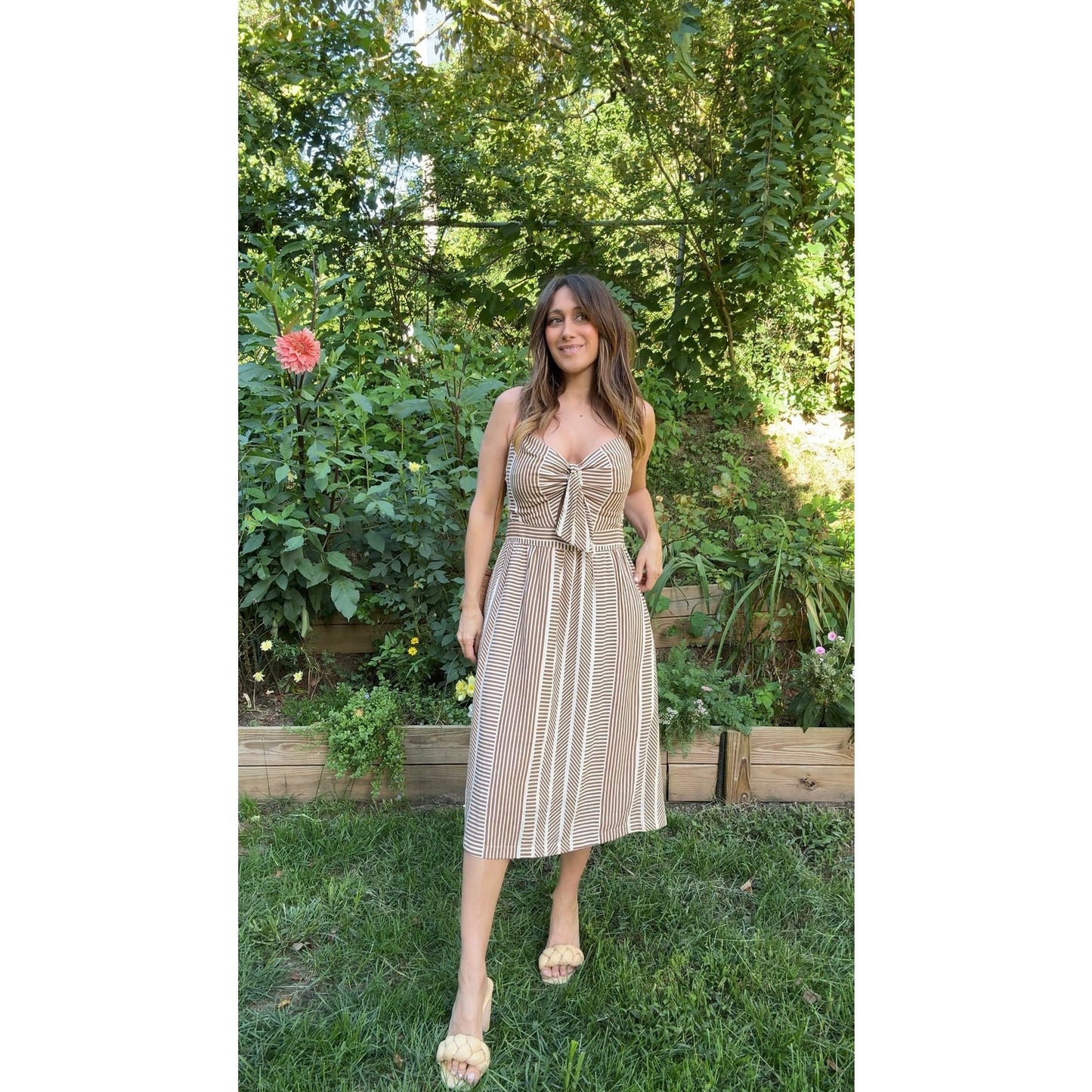 Saltwater Luxe Striped Tie-Front Midi Dress