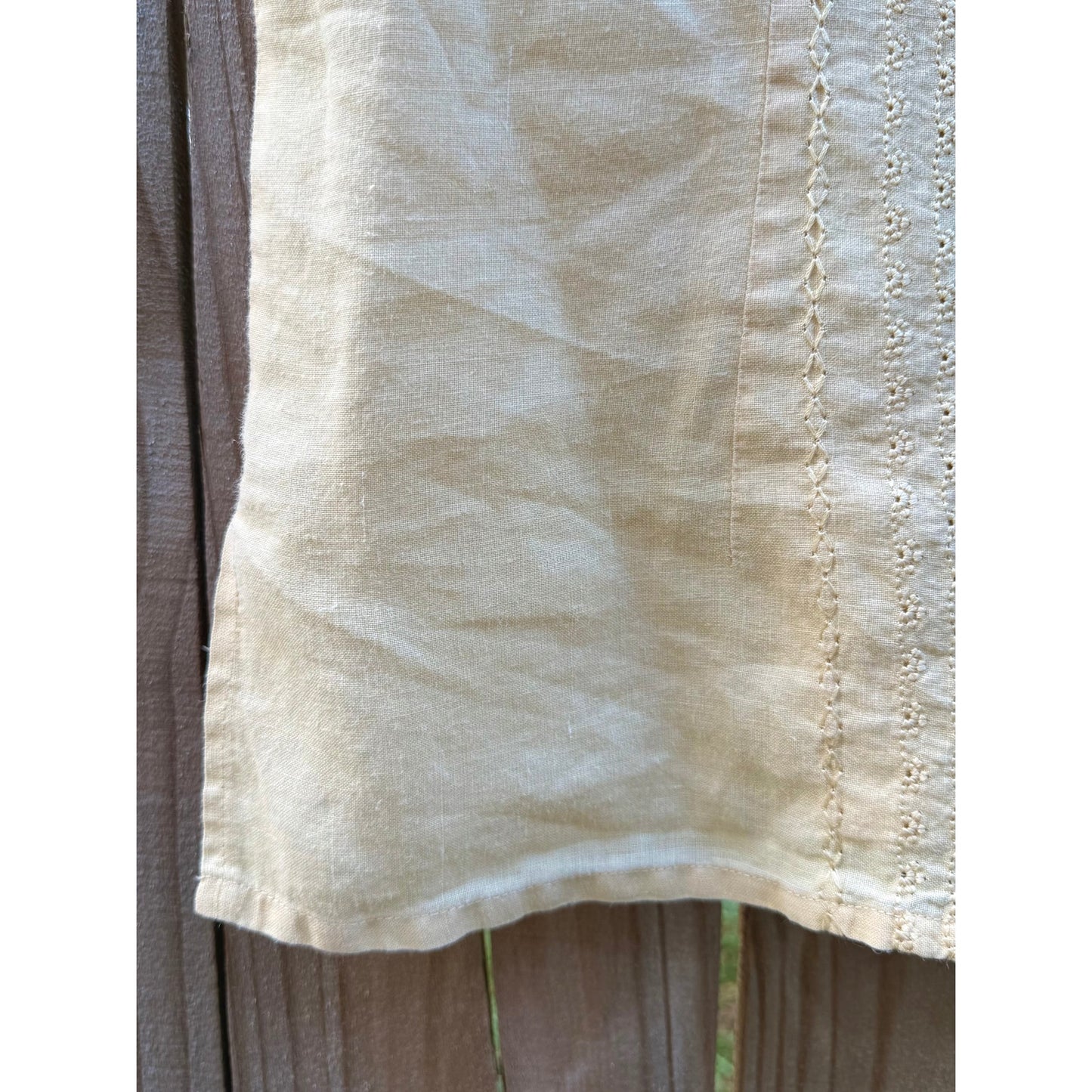 Linen-Blend Pin-Tucked Button Top – Solstice Last Light