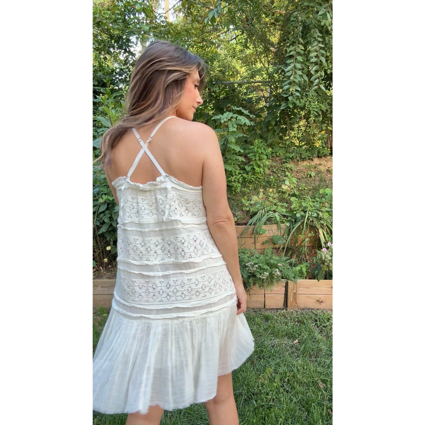 Free People Ivory Lace &amp; Cotton Mini Dress