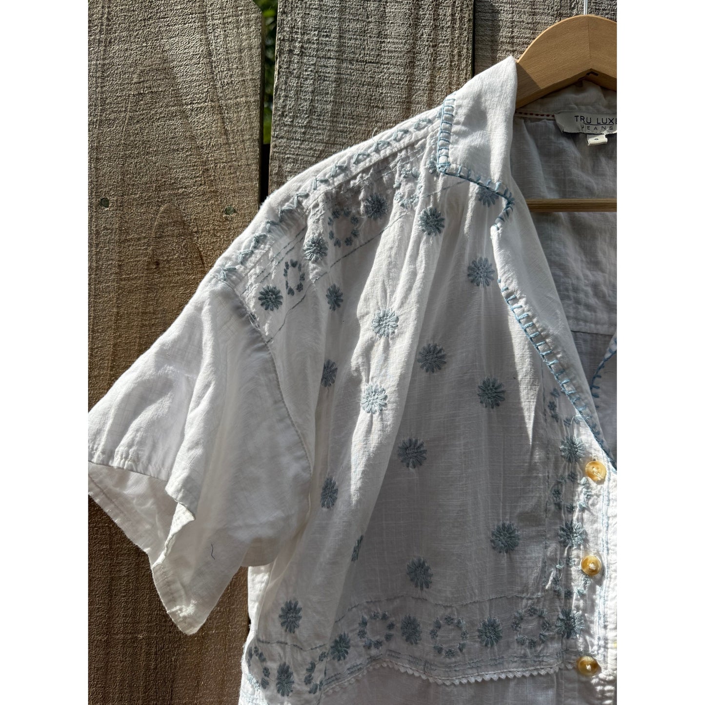 Embroidered Patchwork Embroidered Cotton Camp Shirt – White with Multicolor Florals