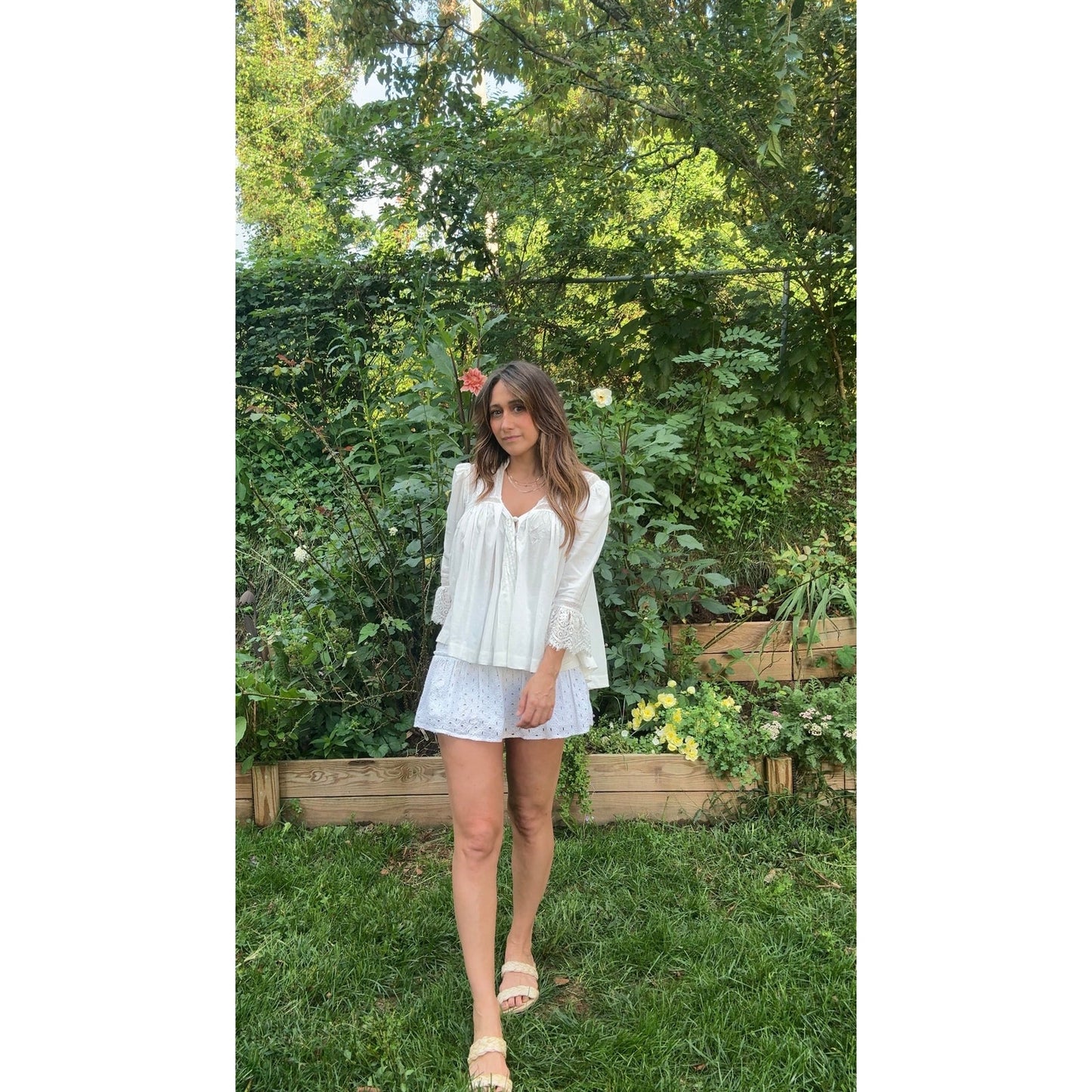 White Eyelet Tiered Mini Skirt