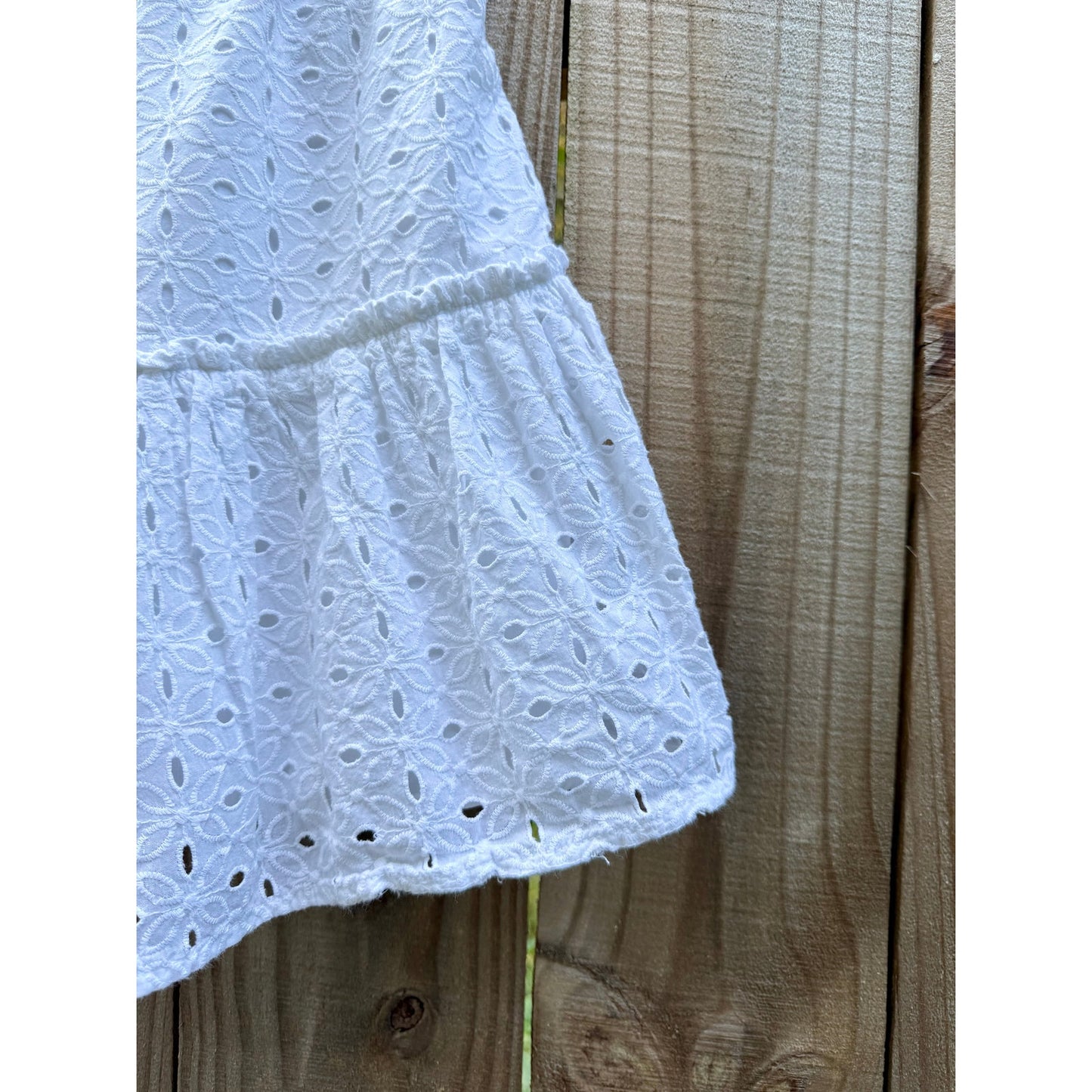 White Eyelet Tiered Mini Skirt