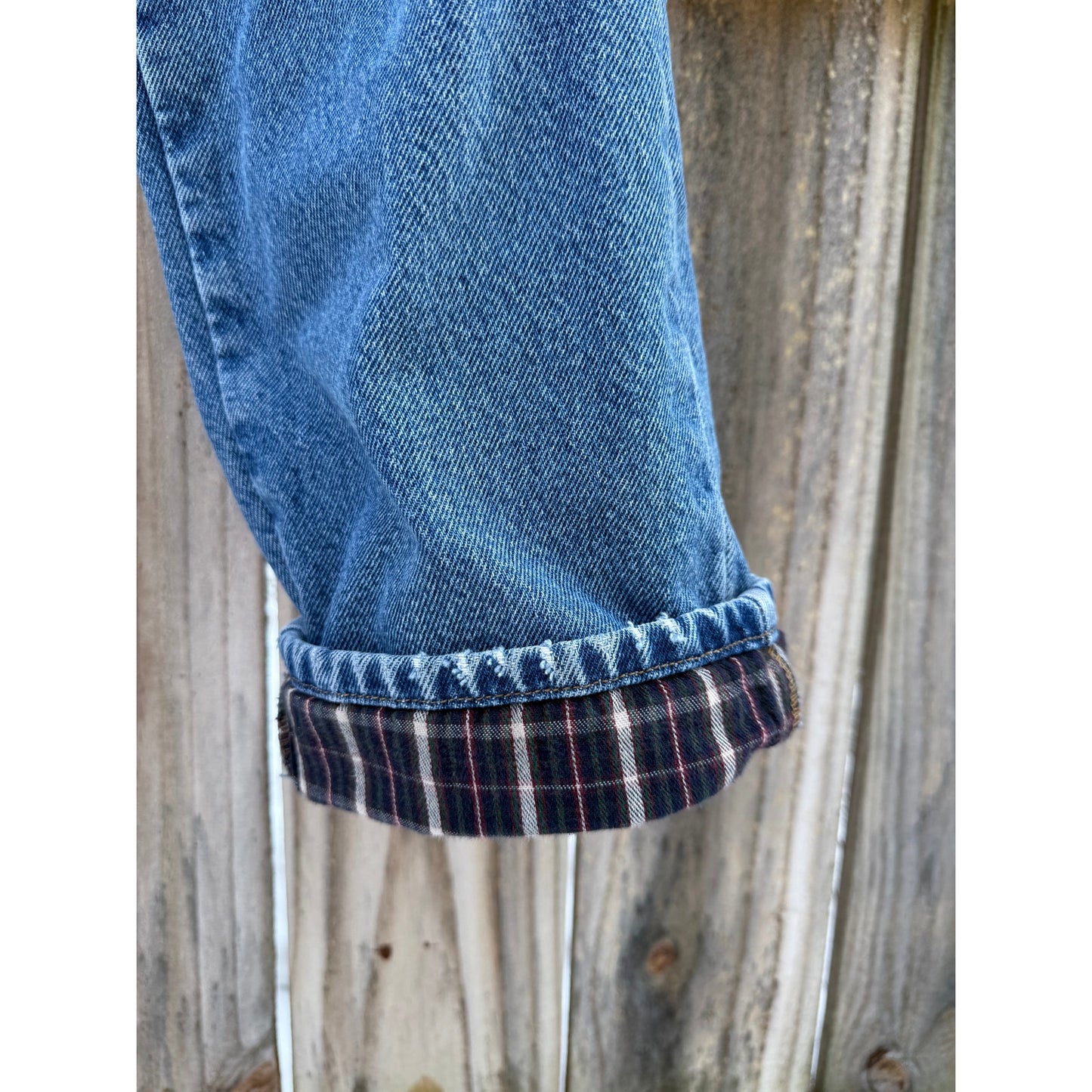 LL Bean Classic Fit Flannel Lined Jeans 33x30 Straight Leg Cuffed