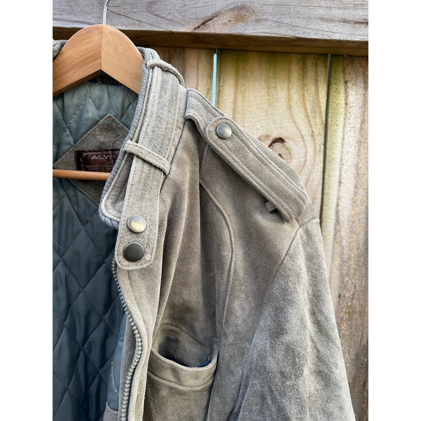 Vintage Alviero Suede Bomber - Slate Gray - Leather Jacket