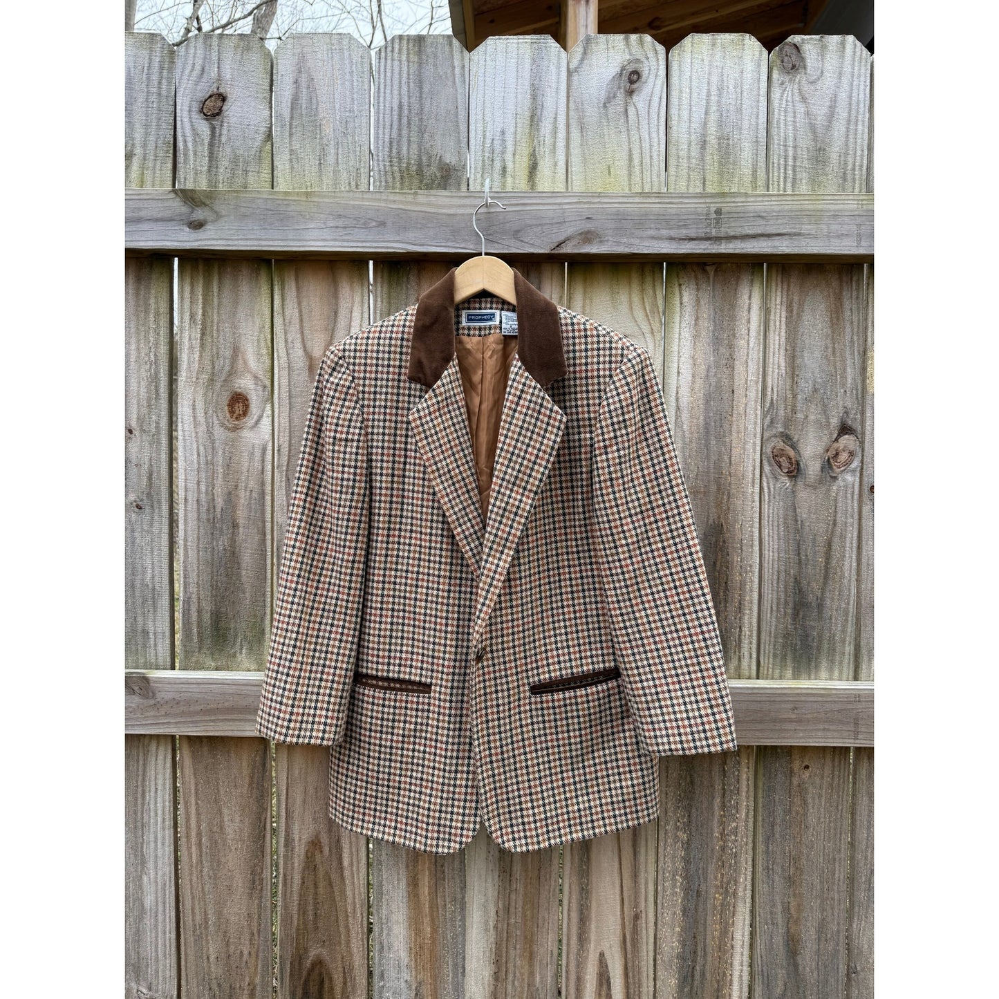 Vintage Sage Harbor Houndstooth Wool Blend Blazer