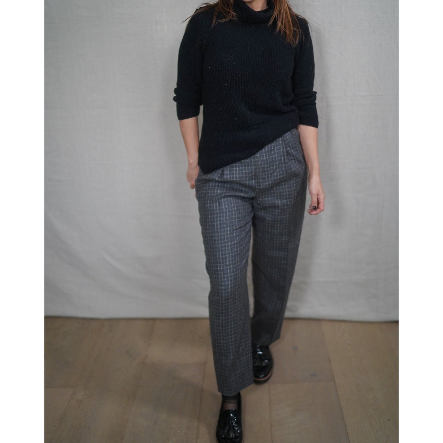 Vintage Gray Wool Plaid Trousers
