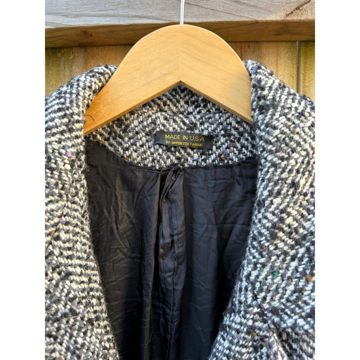 Vintage Longline Wool Tweed Coat Oversized