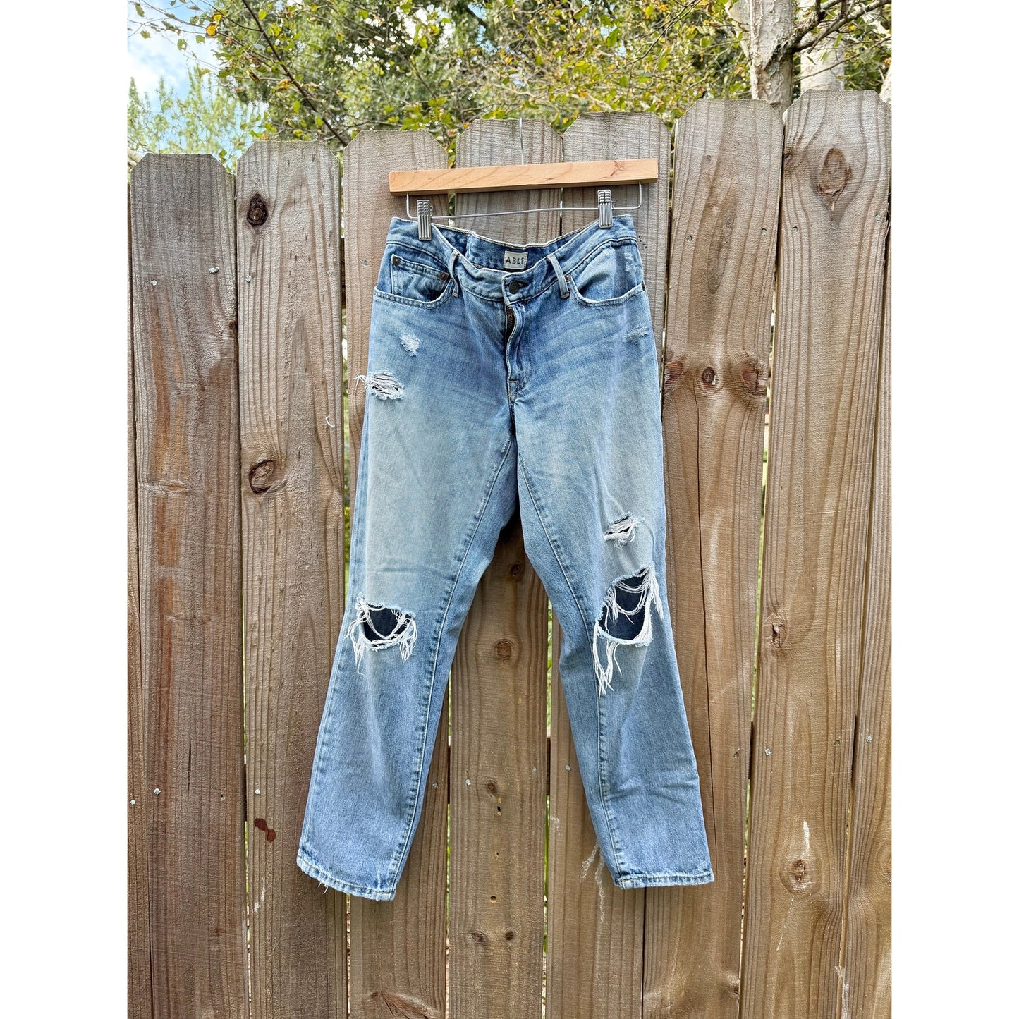 ABLE ‘The Slouch’ Distressed Denim