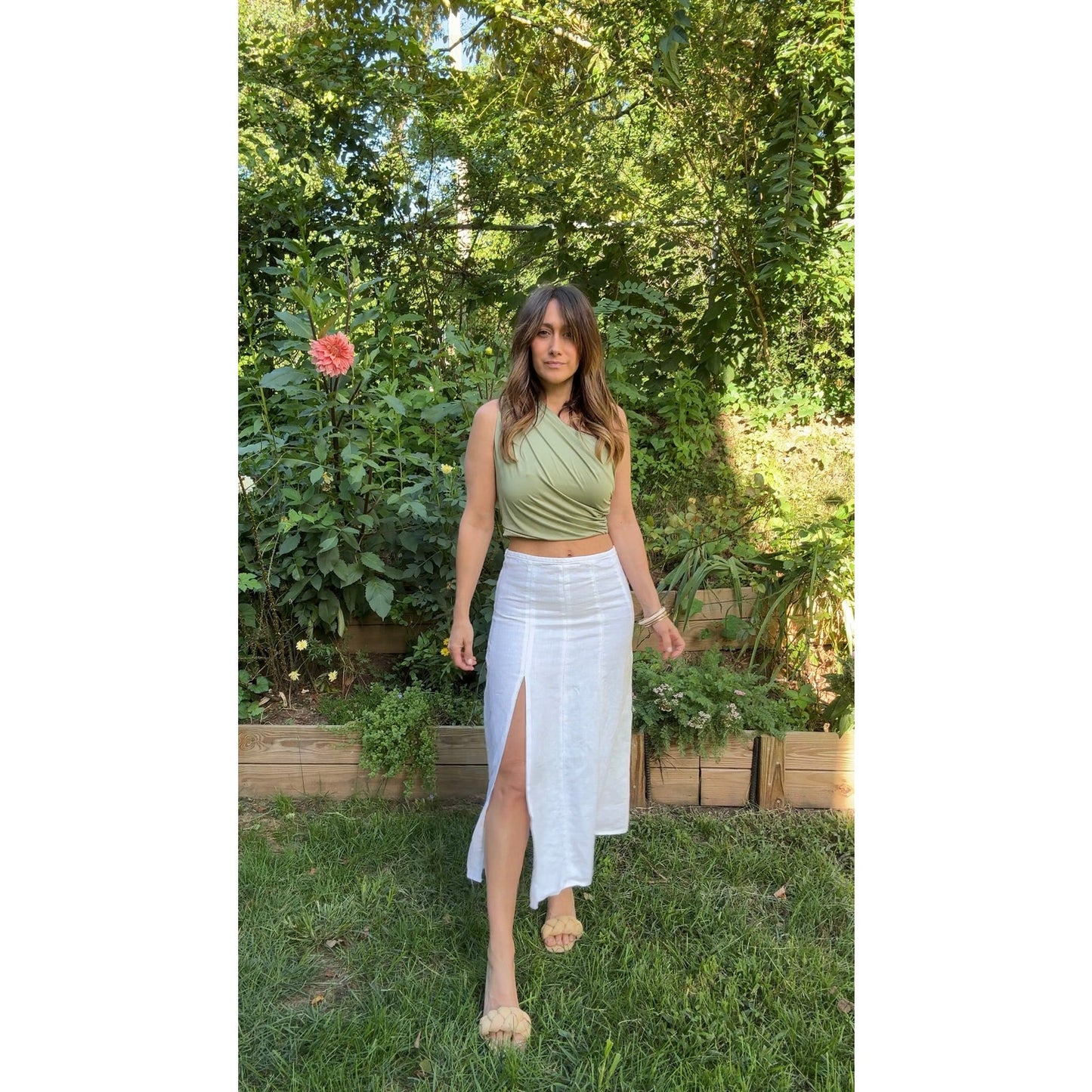Reworked French Linen Midi Skirt — Sunday Honey Original
