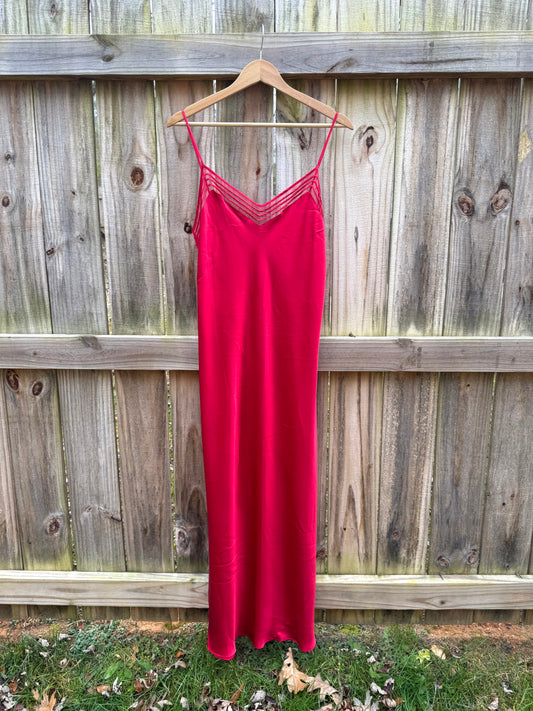 Vintage Victoria’s Secret 100% Silk Nightgown — Hot Red