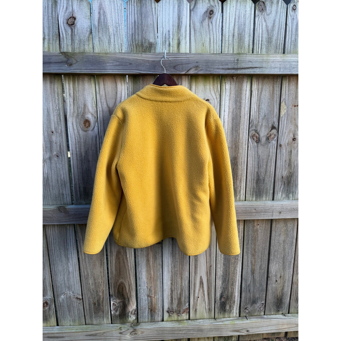 Mustard Yellow Fleece Jacket / Snap Front / Minimal Outdoor Layer