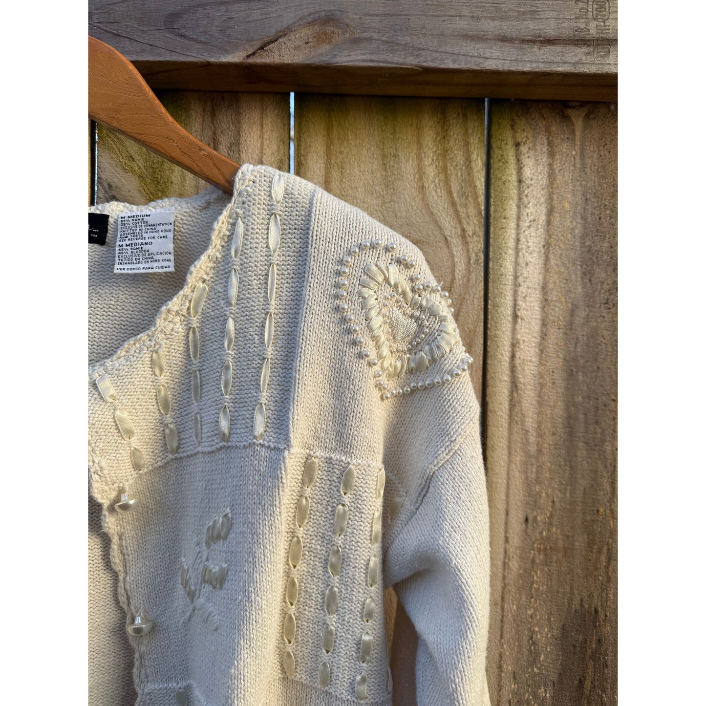 Vintage Pearl Heart Patchwork Cardigan - Valentine