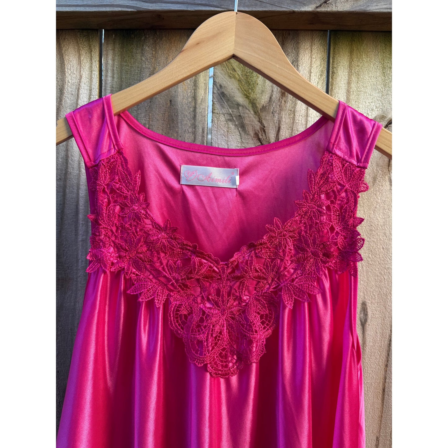 Vintage Hot Pink Lace Nightie Dress