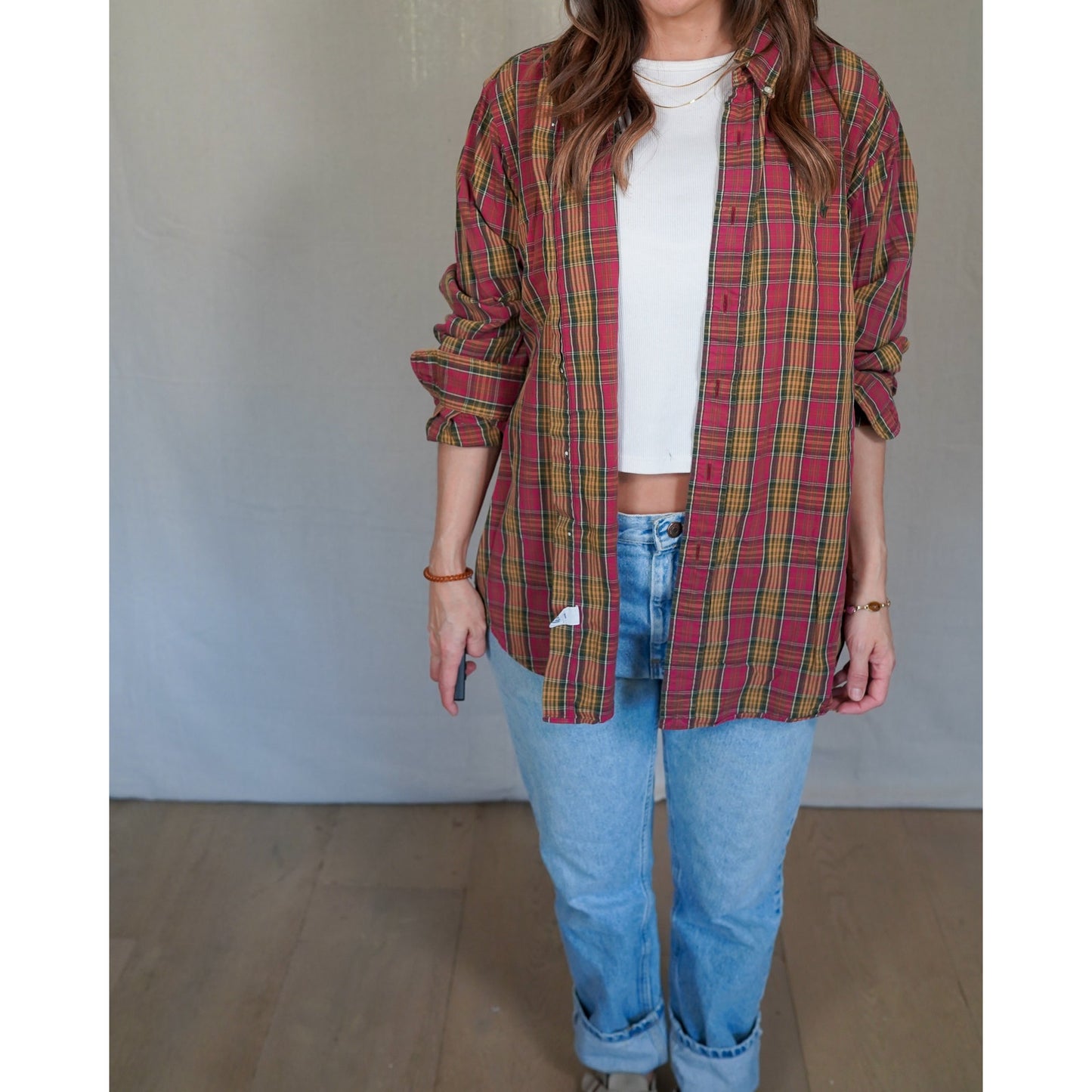 Ralph Lauren Plaid Button Down Shirt / Classic Fit / Red Green Tartan / Vintage Prep