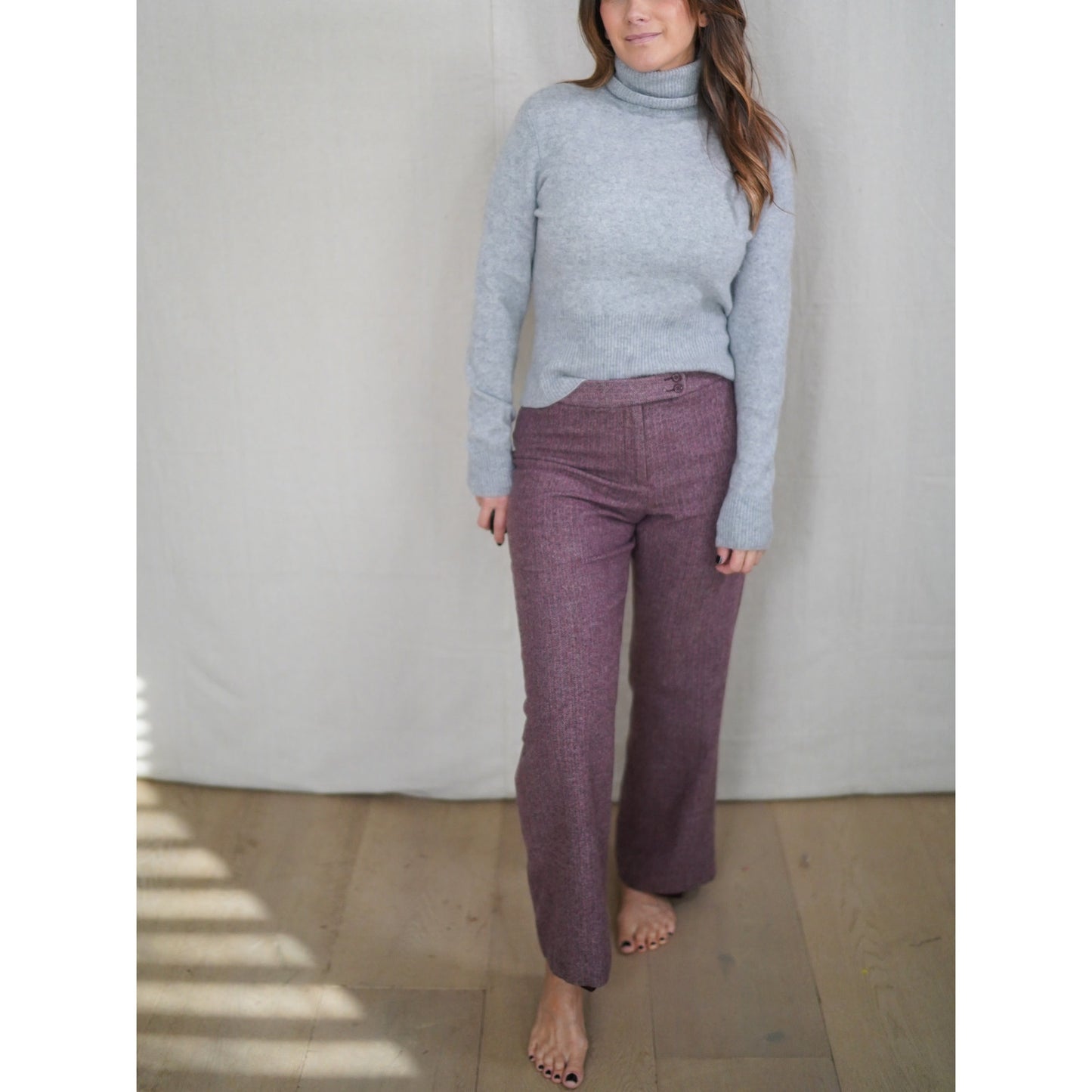Vintage Pendleton Plum Tweed Wool Trousers Straight Leg High Waist Pants