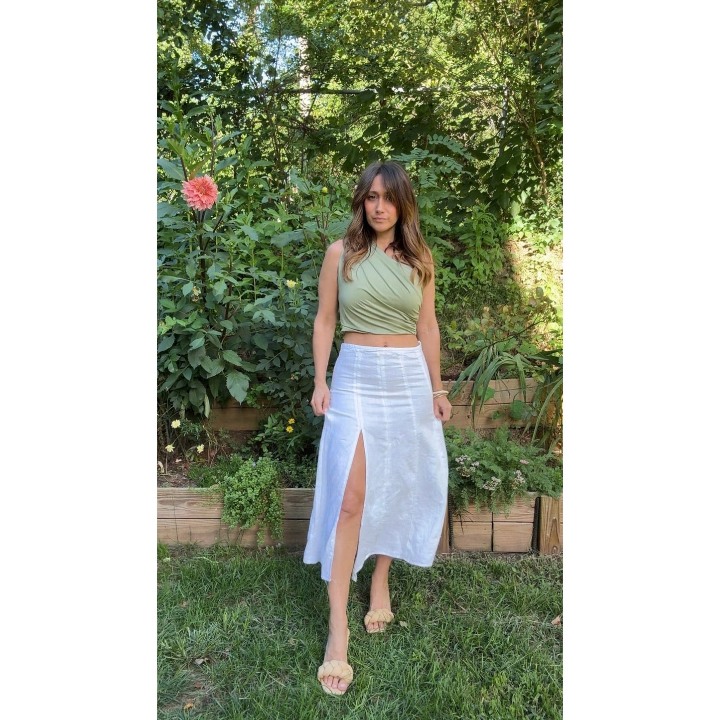 Reworked French Linen Midi Skirt — Sunday Honey Original