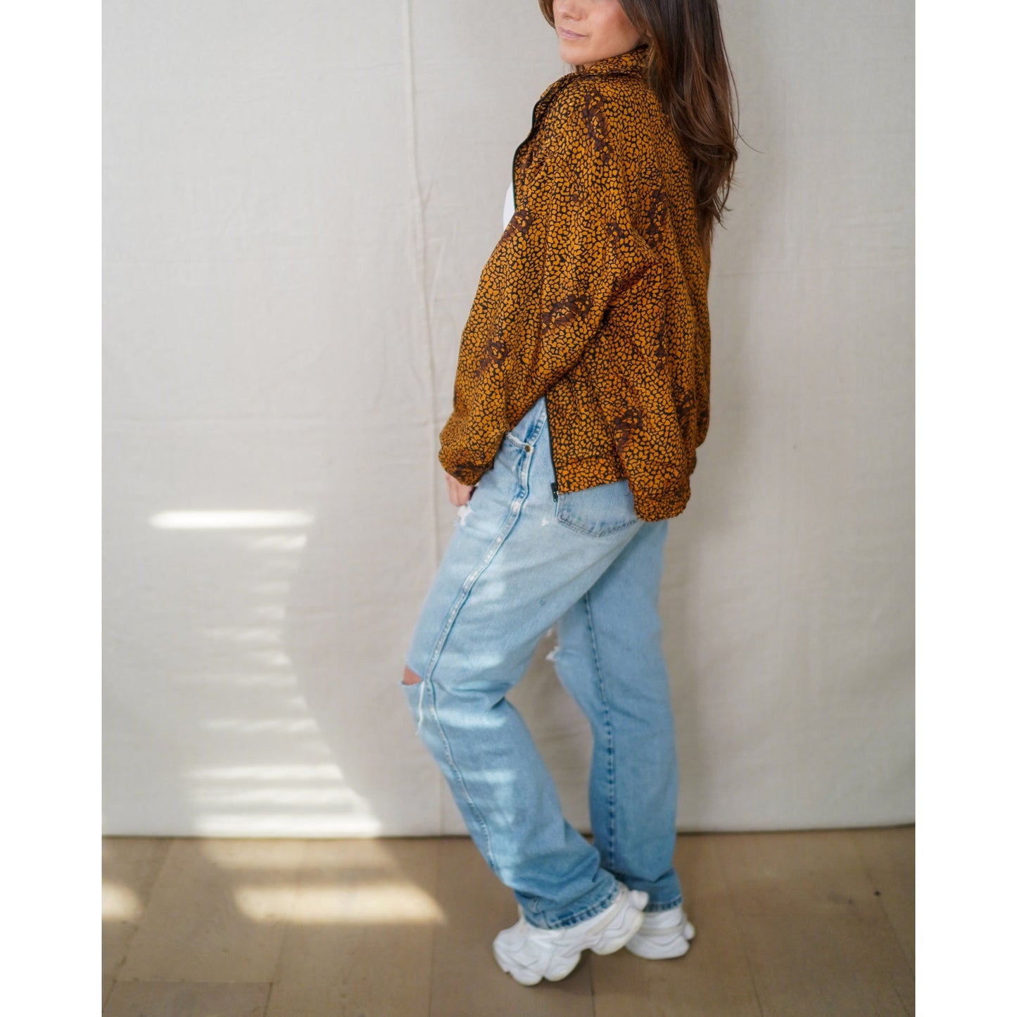 Vintage Abstract Animal Print Windbreaker Jacket