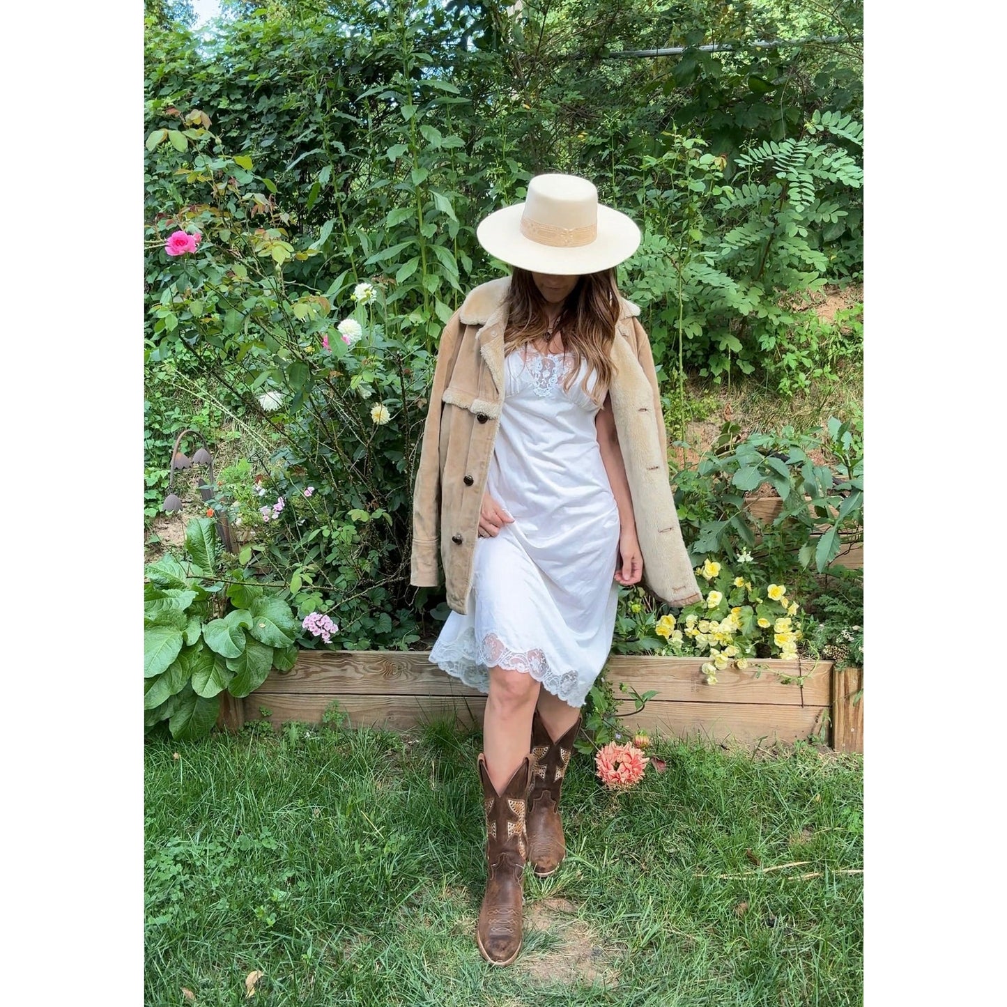 Vintage Ivory Lace Slip Dress