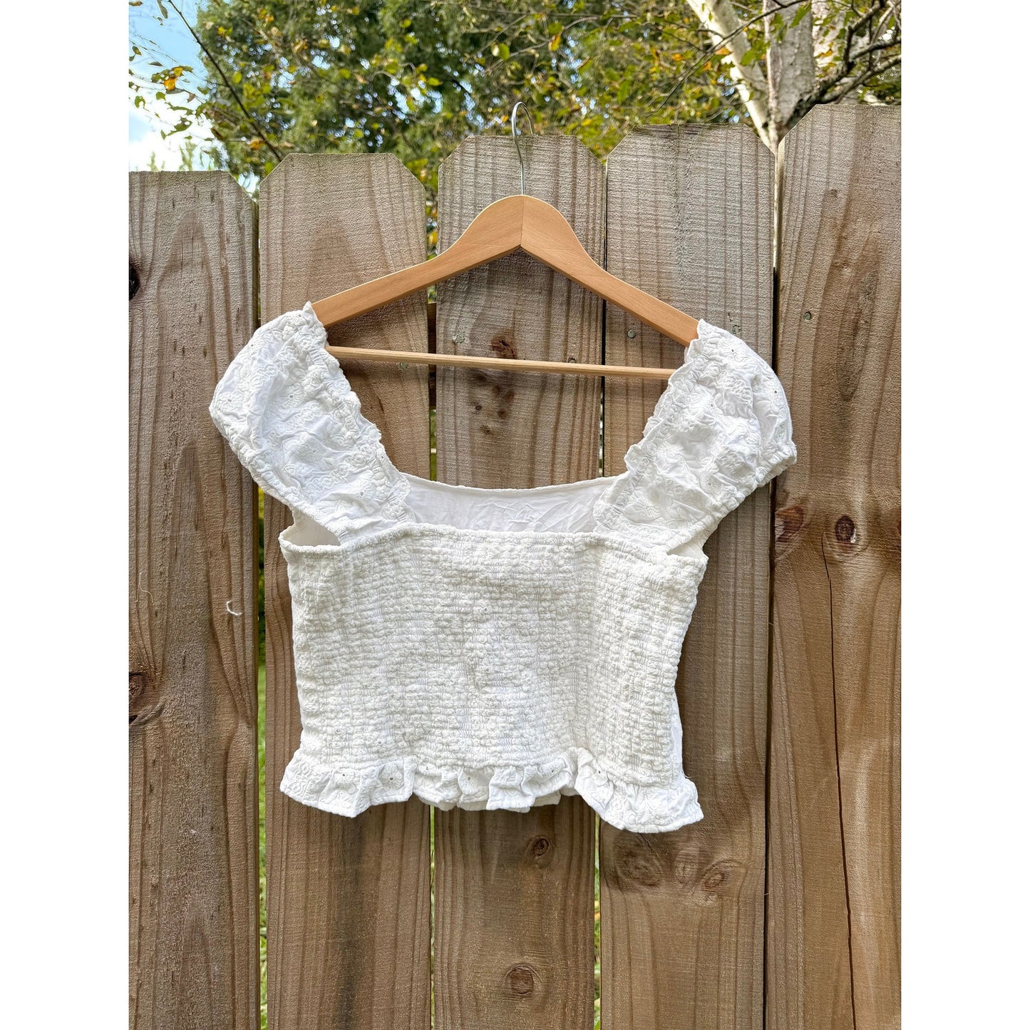 Saltwater Luxe Embroidered Puff-Sleeve Top