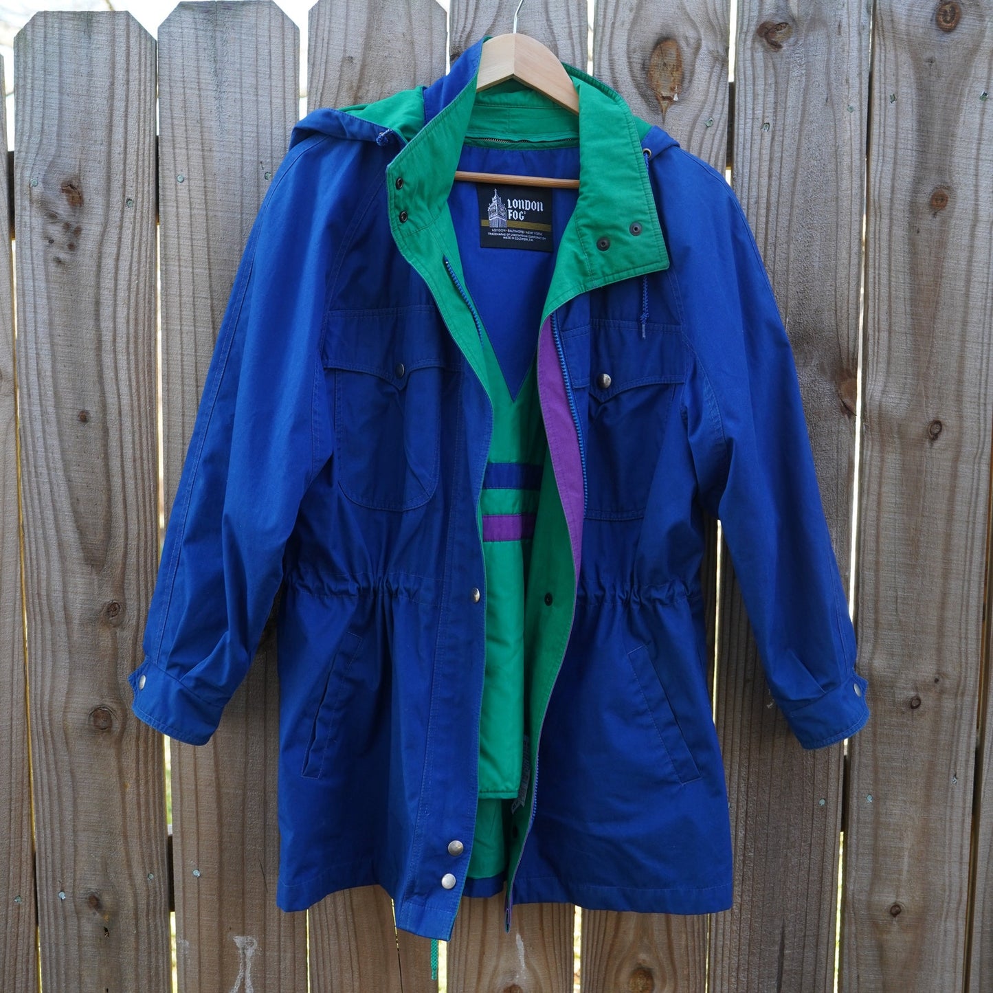 London Fog Colorblock Utility Jacket – Blue/Green/Purple – Size 6