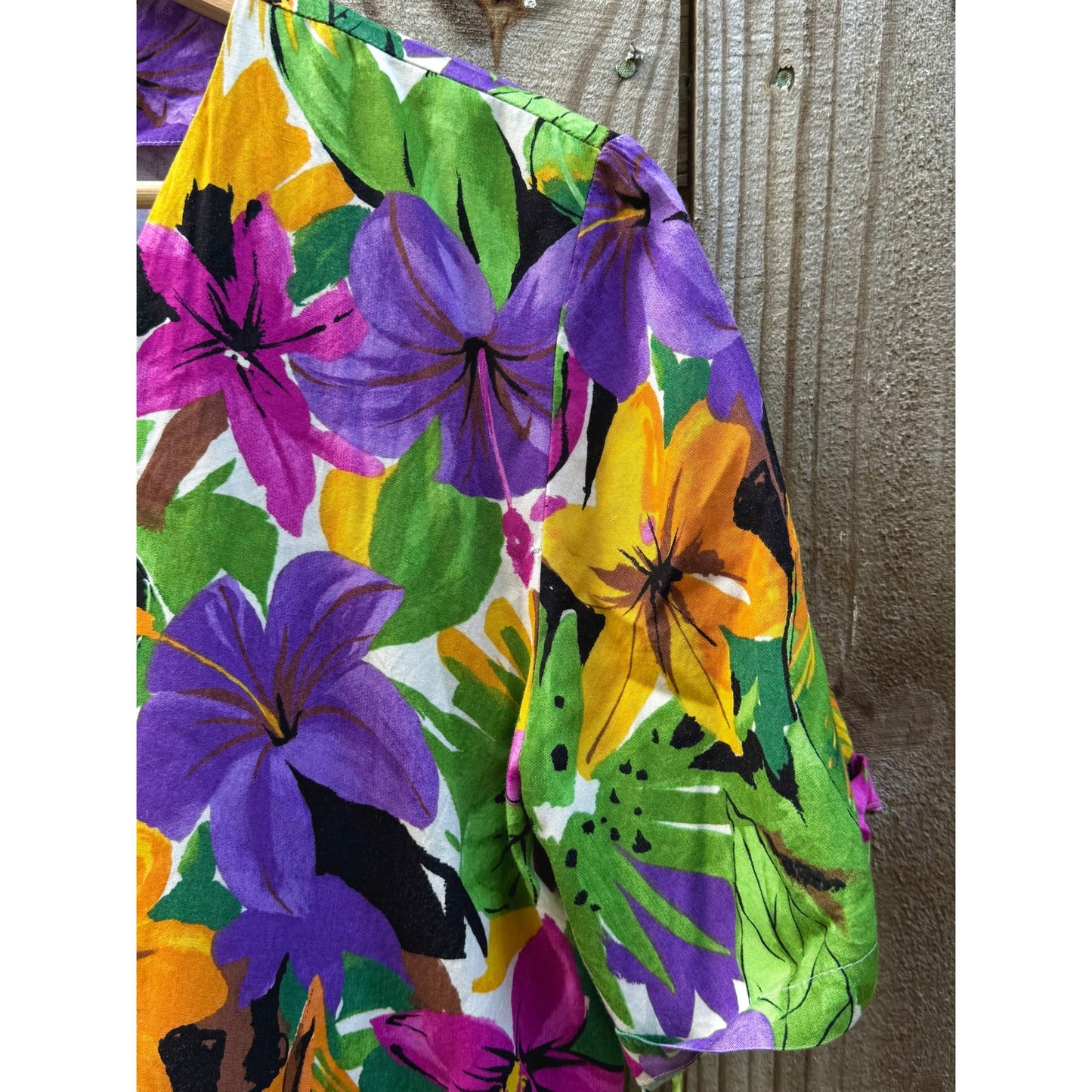 Vintage Pendleton Petite Hawaiian Floral Button-Up Shirt Hipster 90s