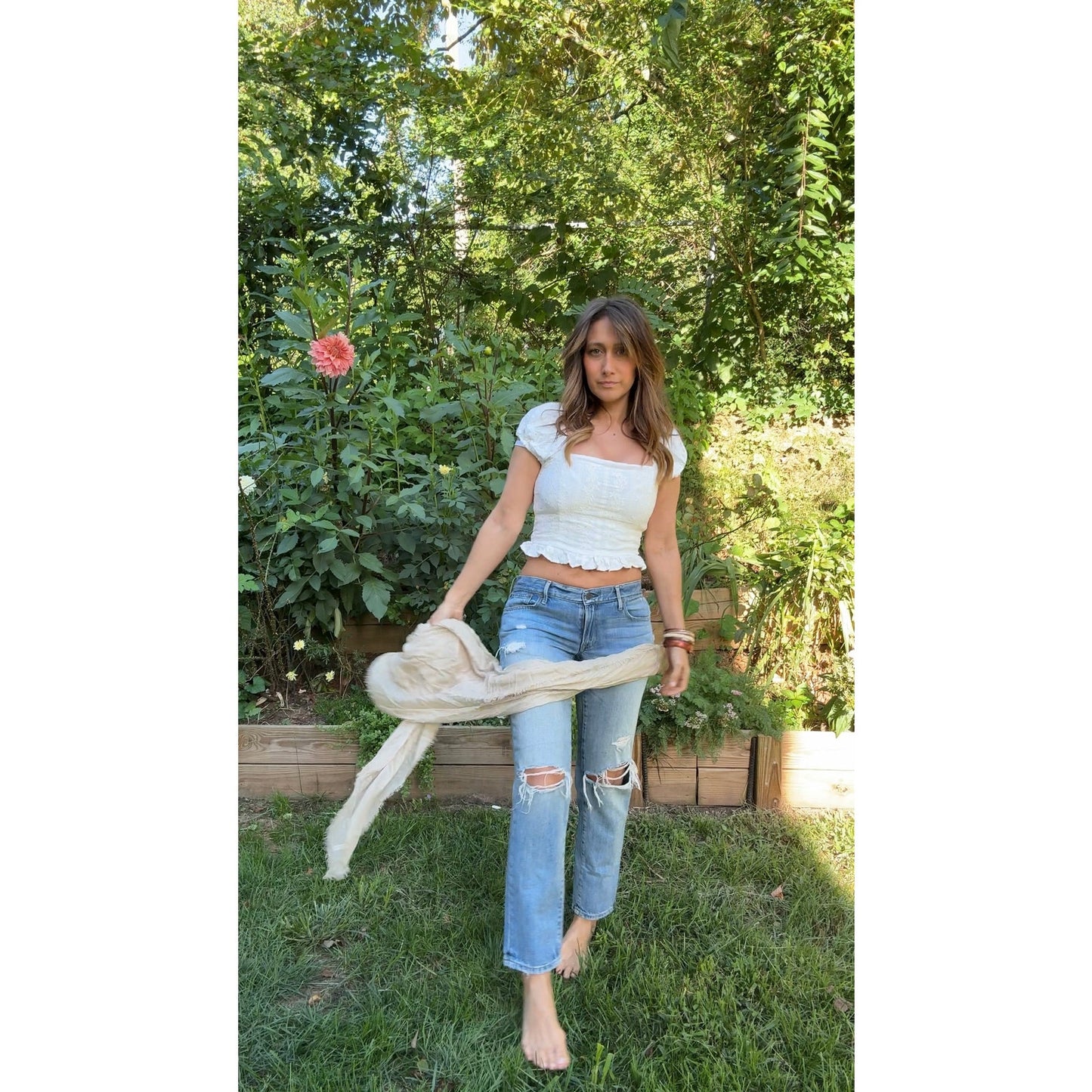 Saltwater Luxe Embroidered Puff-Sleeve Top