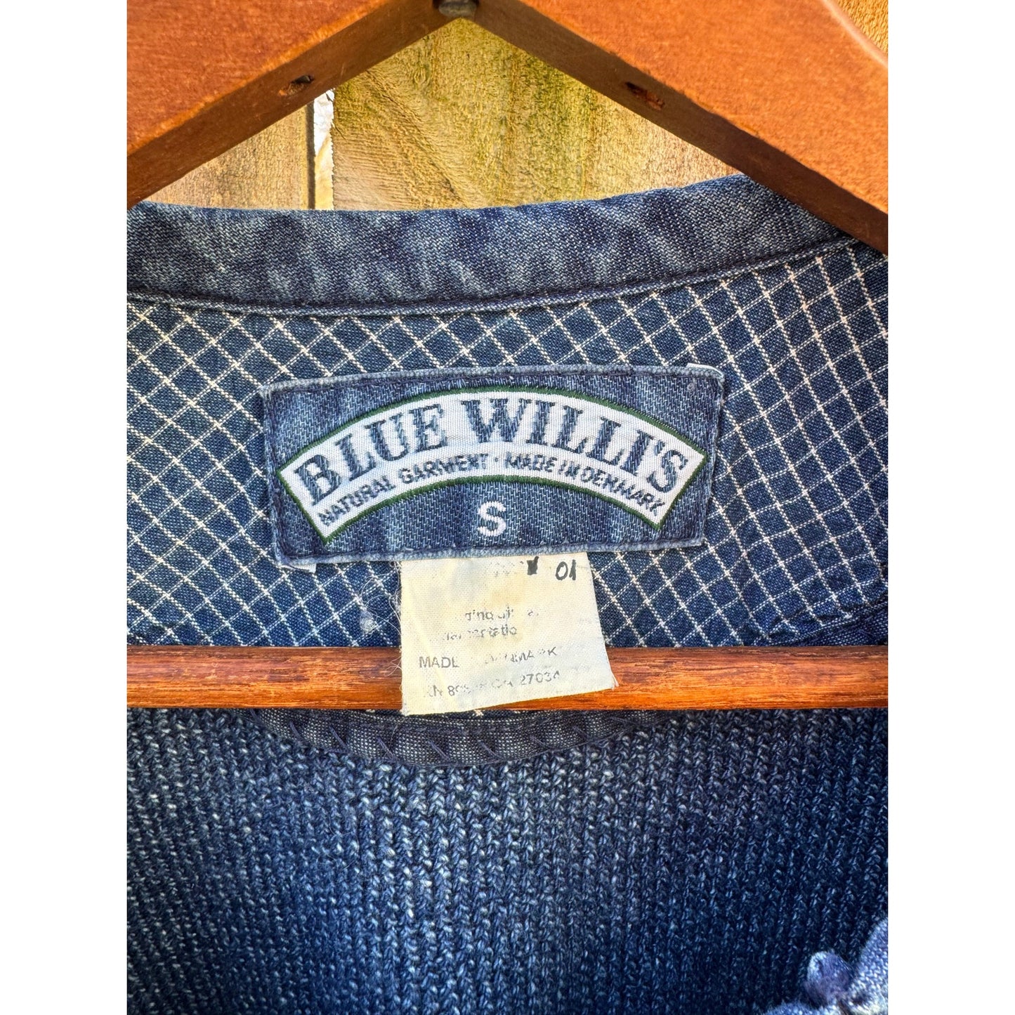 Vintage Blue Willis Cotton Knit Sweater – Cropped Fisherman Style, Textured Indigo, Coastal Minimal, Boxy Fit