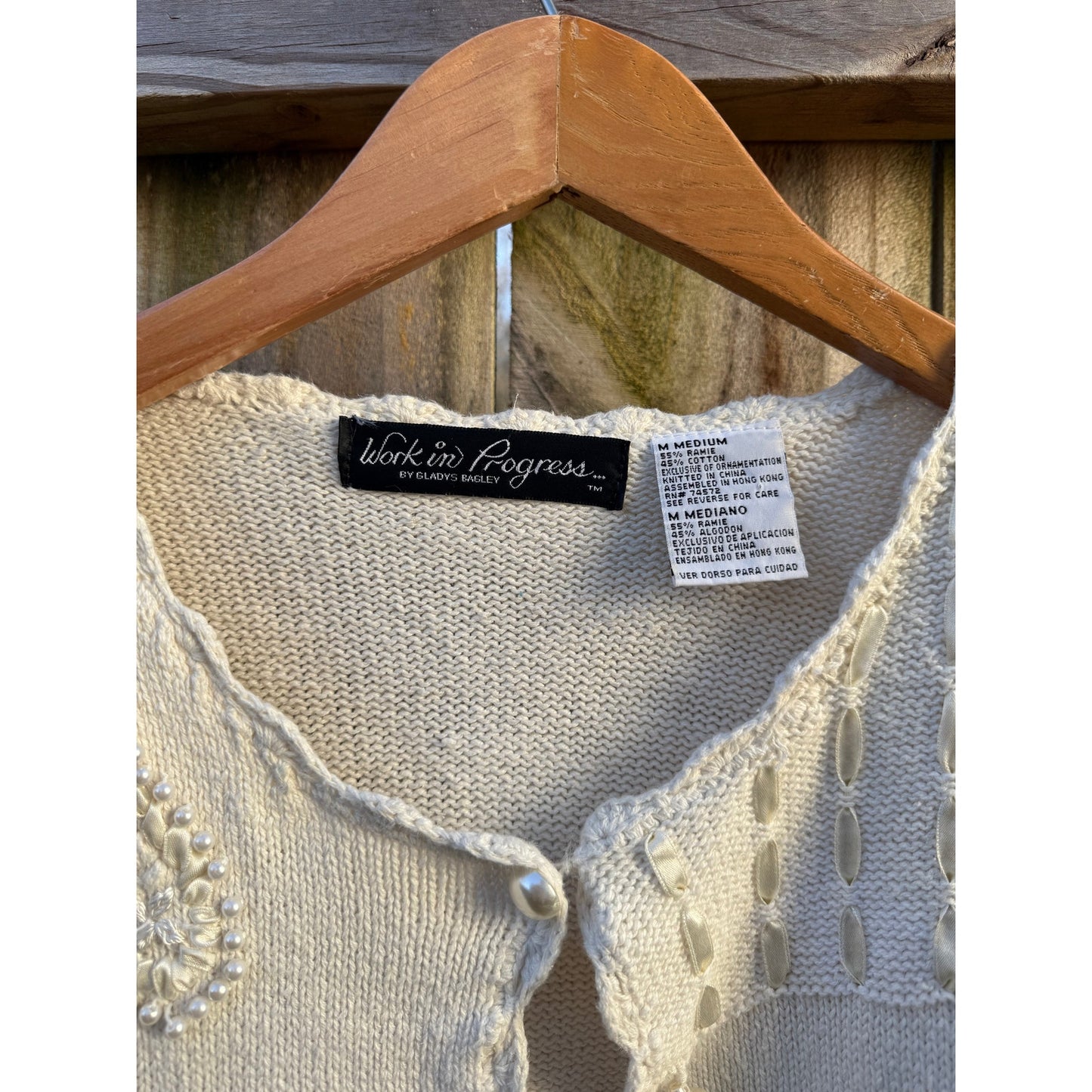 Vintage Pearl Heart Patchwork Cardigan - Valentine