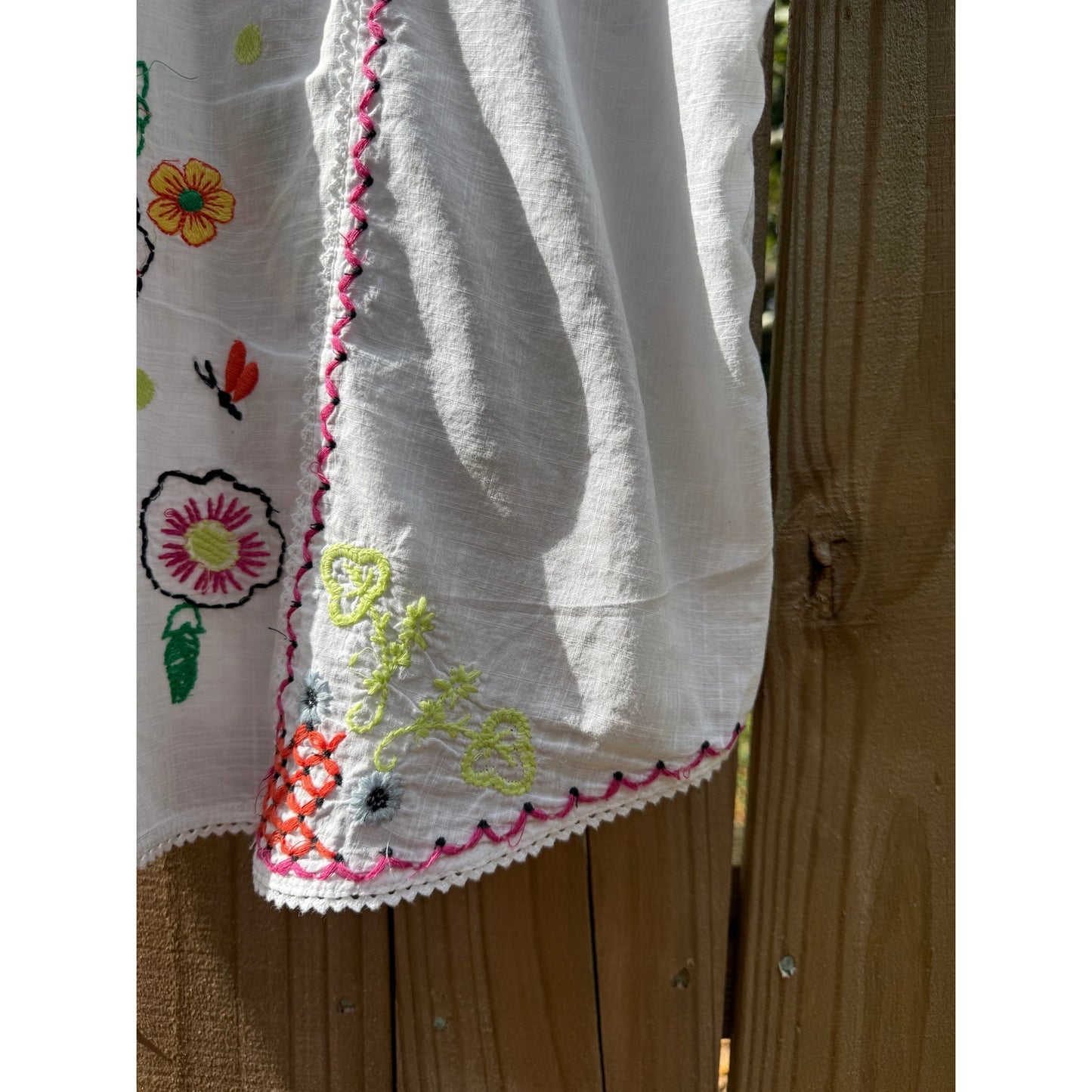 Embroidered Patchwork Embroidered Cotton Camp Shirt – White with Multicolor Florals