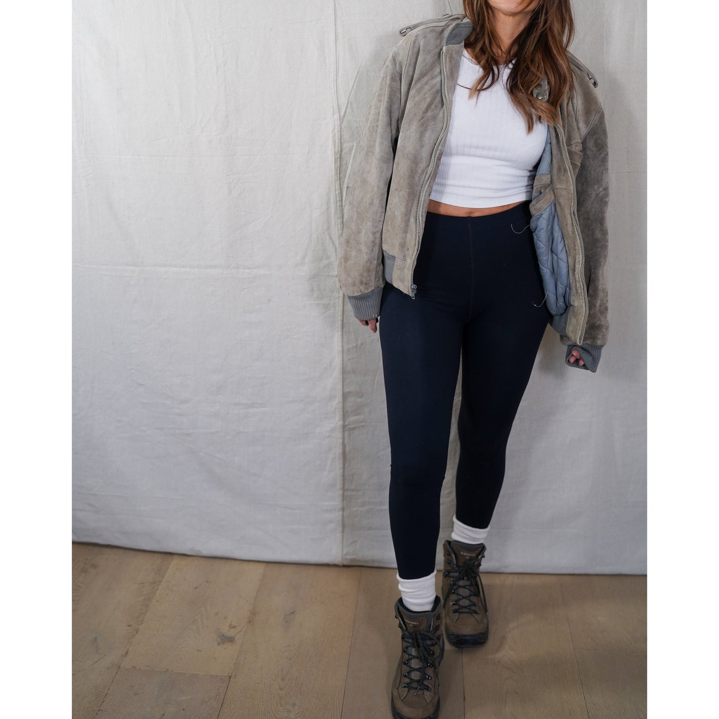 Vintage Alviero Suede Bomber - Slate Gray - Leather Jacket