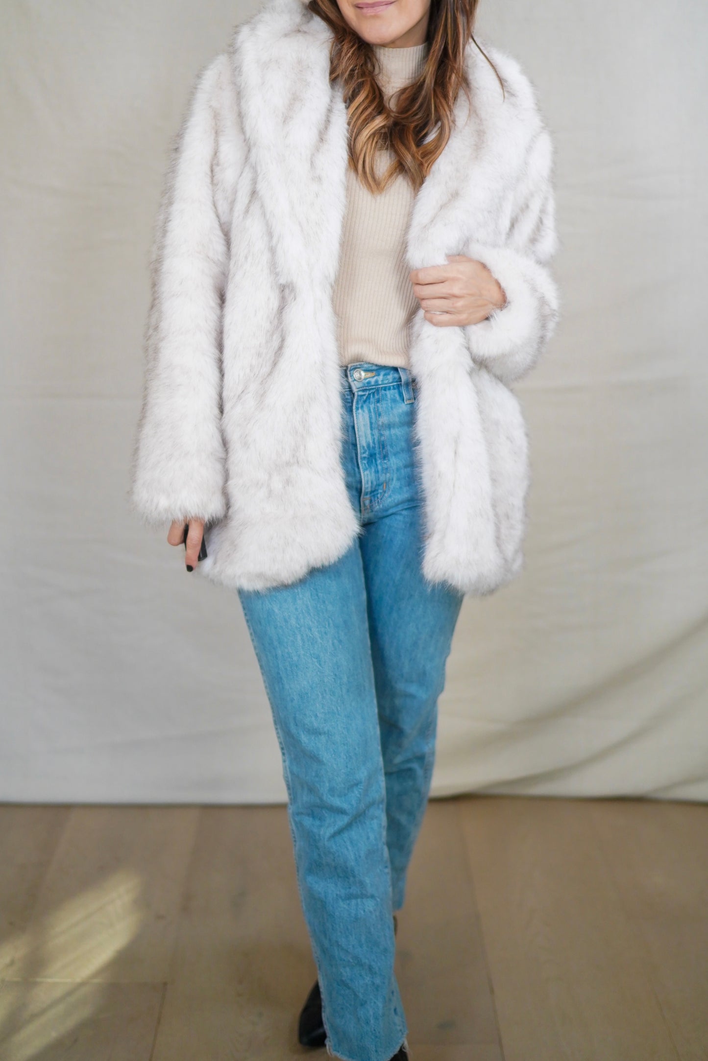 Ivory Faux Fur Coat