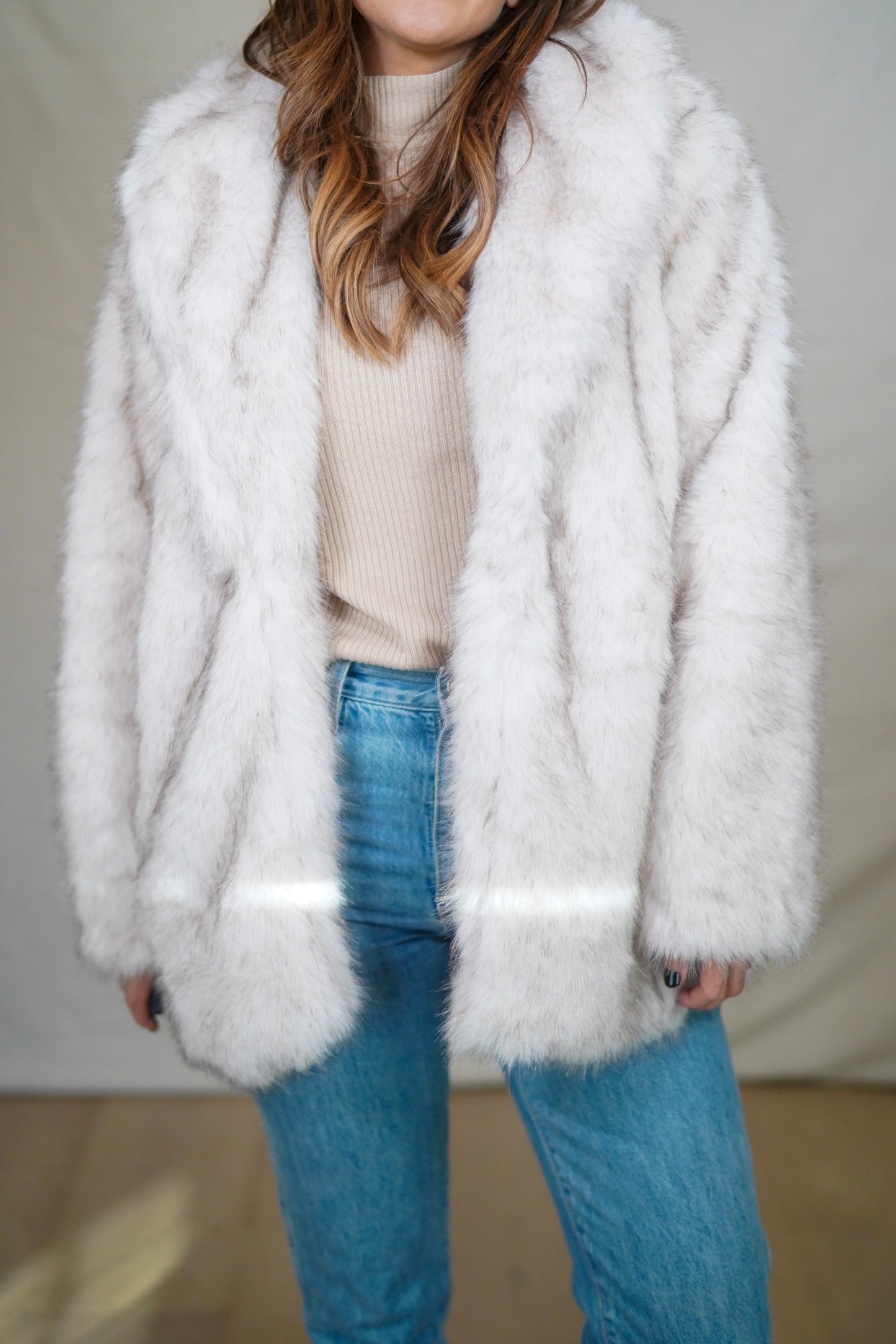 Ivory Faux Fur Coat