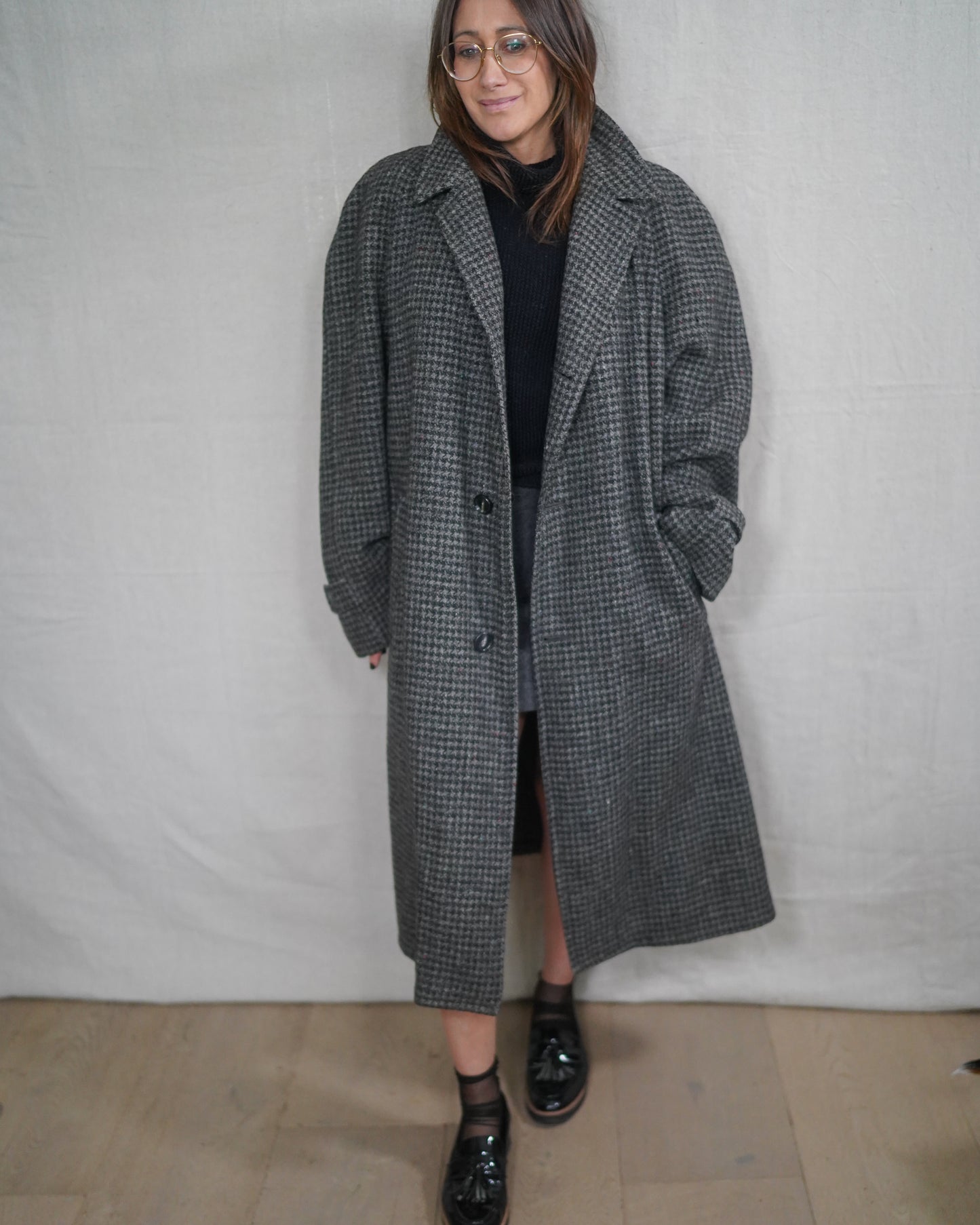 Vintage Harris Tweed Longline Wool Coat