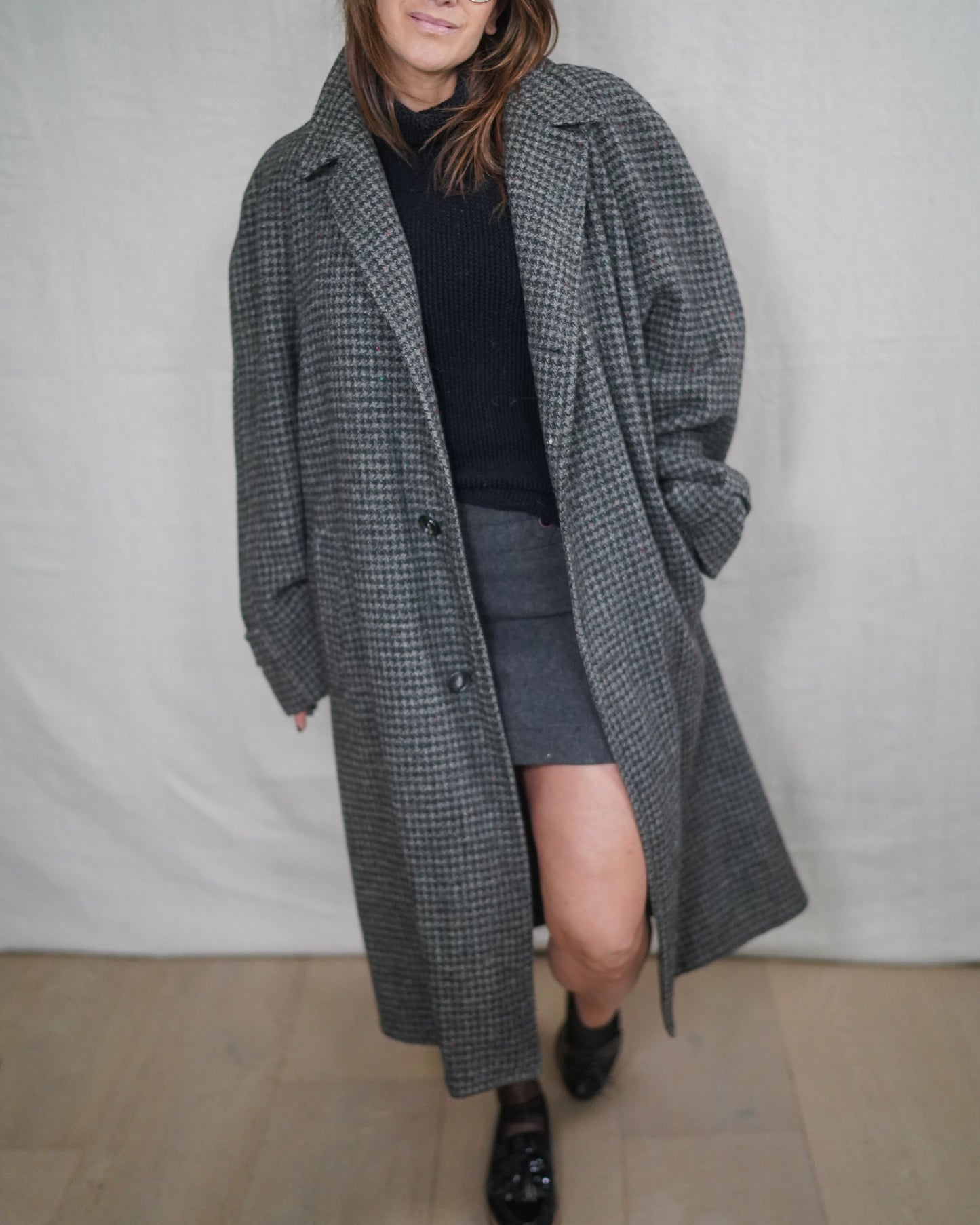 Vintage Harris Tweed Longline Wool Coat
