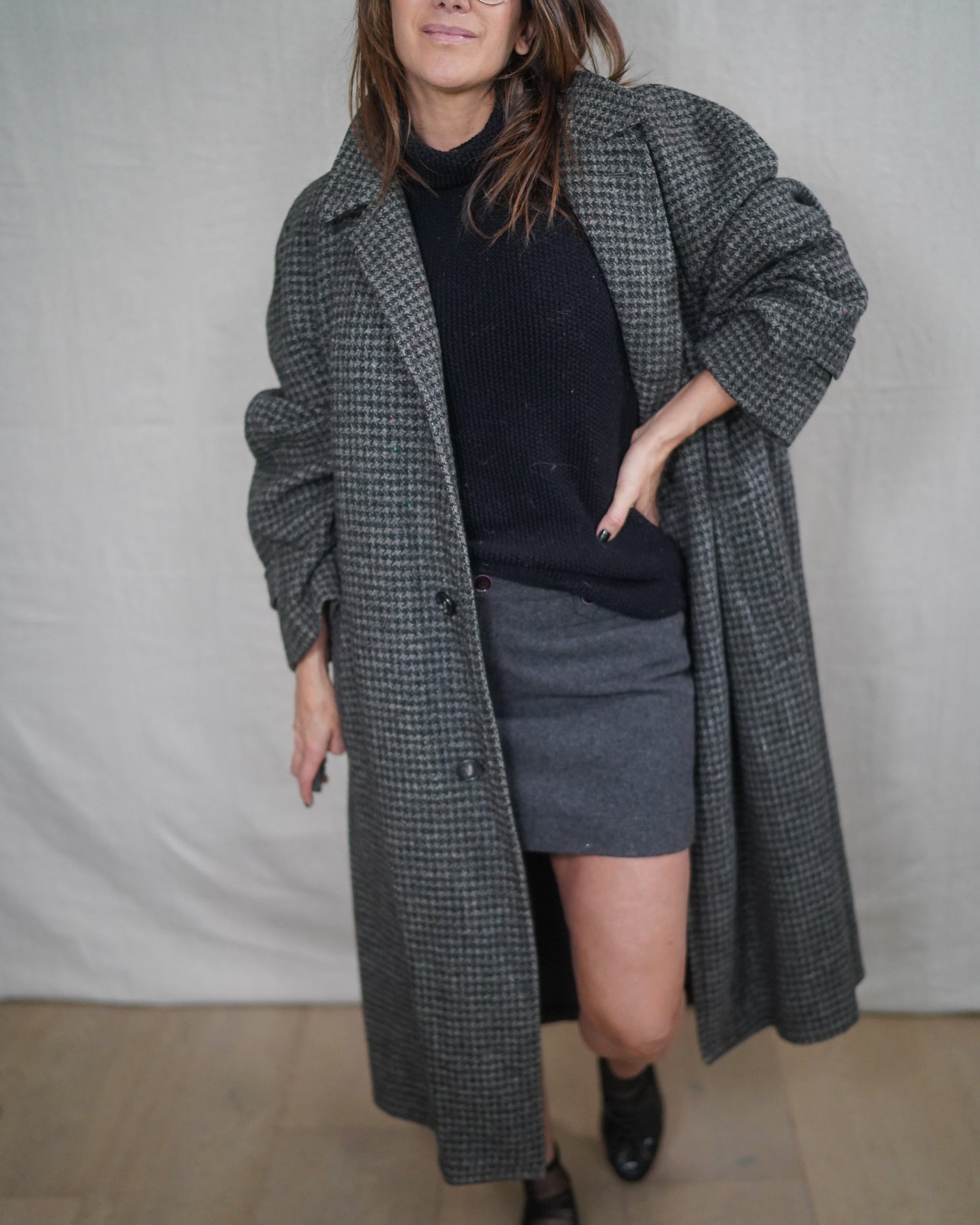 Vintage Harris Tweed Longline Wool Coat