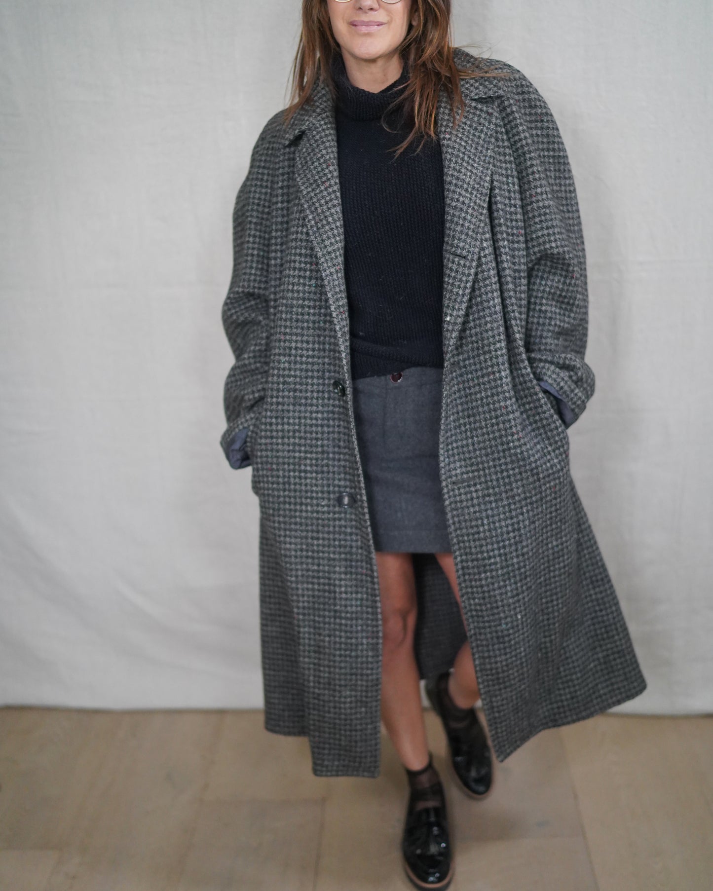 Vintage Harris Tweed Longline Wool Coat