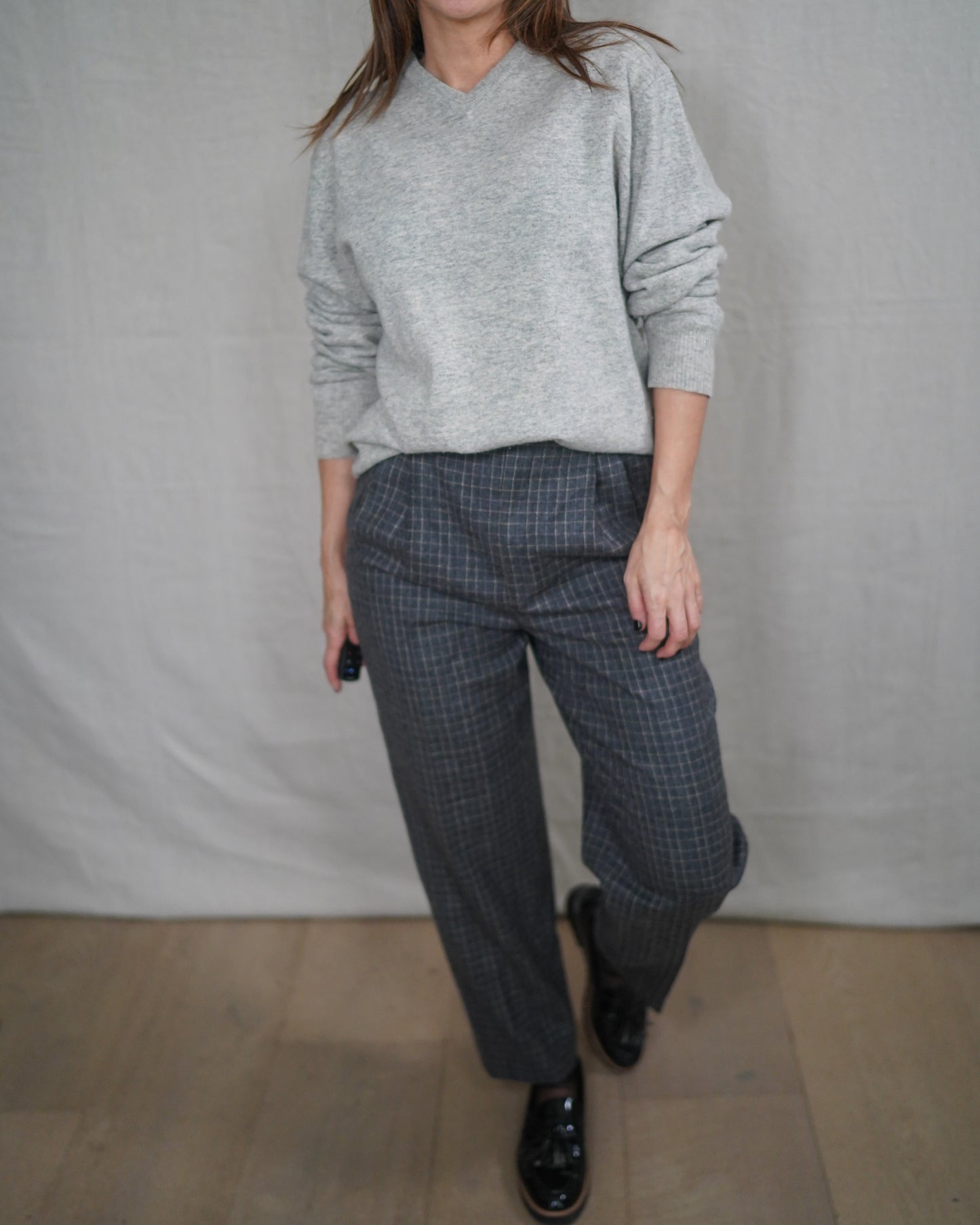 Vintage Abercrombie Grey Wool V-Neck Sweater