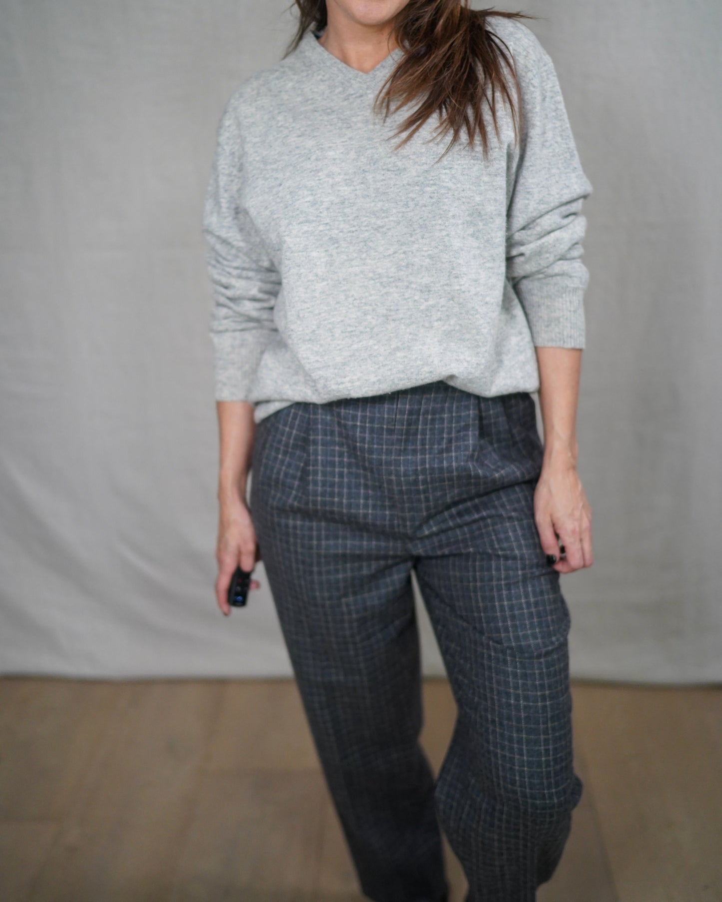 Vintage Abercrombie Grey Wool V-Neck Sweater