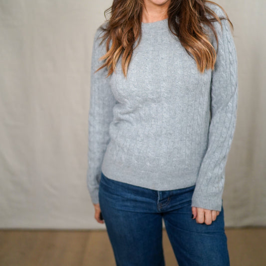 Brooks Brothers Italian Cashmere Cable Knit Sweater – Gray