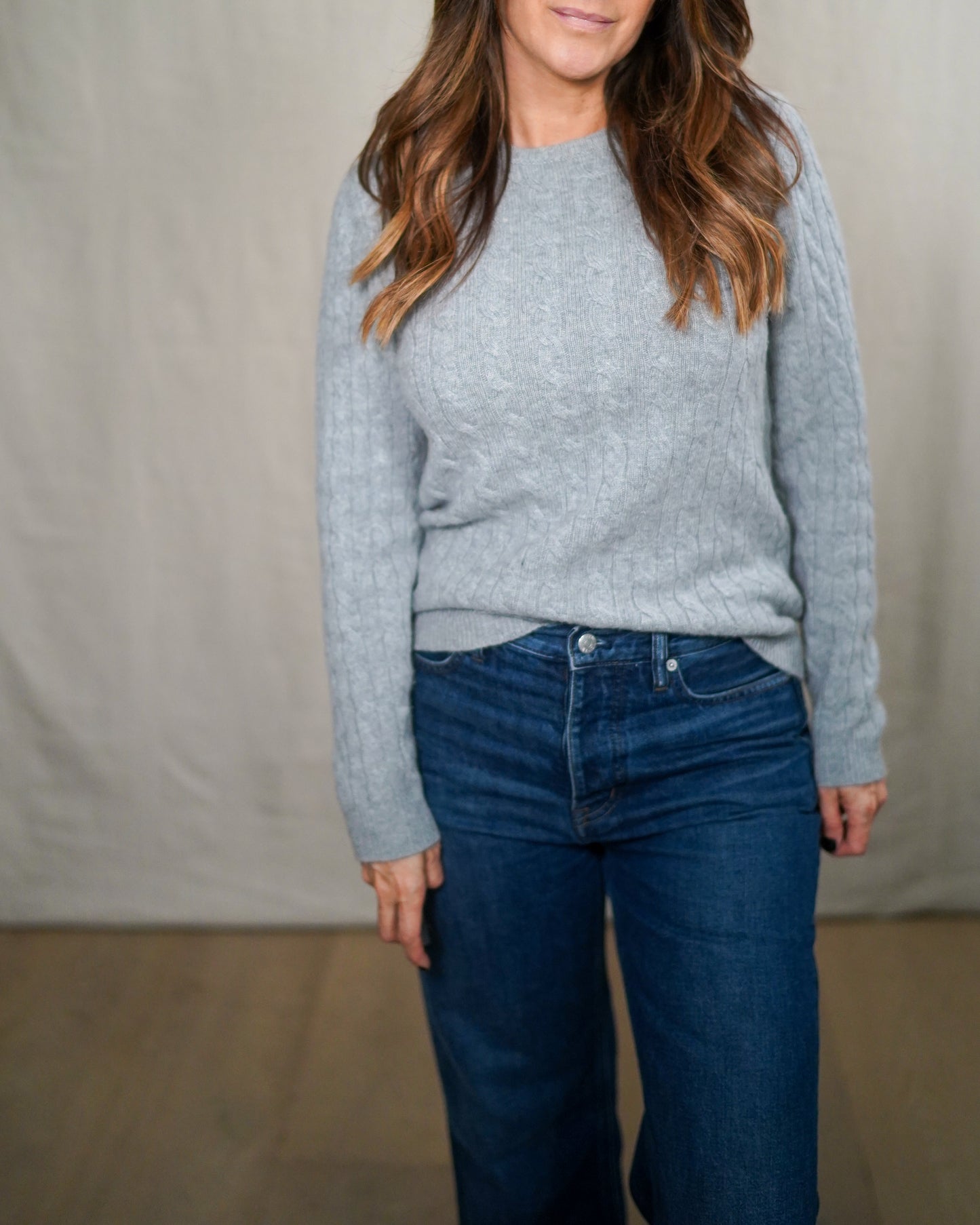 Brooks Brothers Italian Cashmere Cable Knit Sweater – Gray