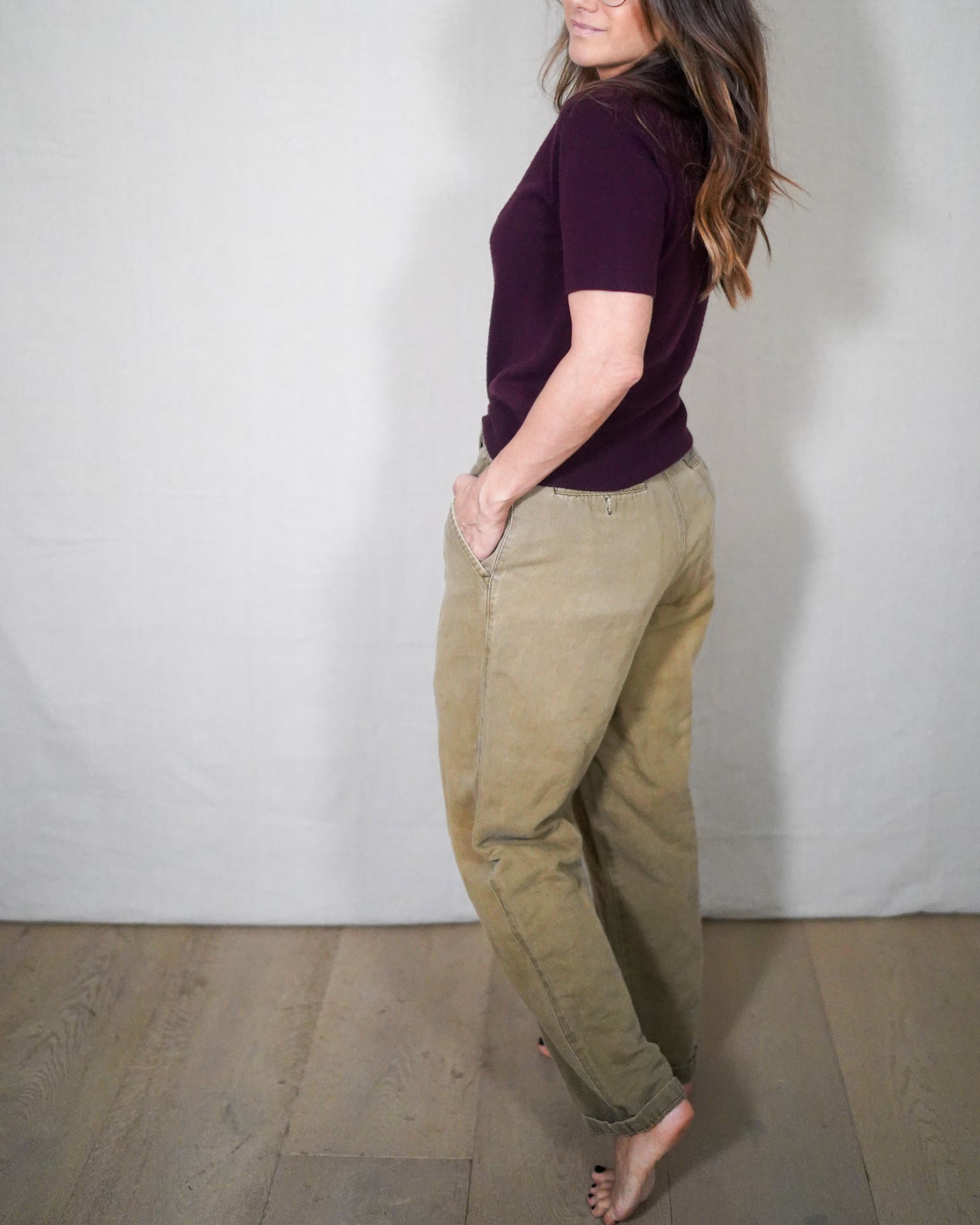 SAG HARBOR Petite Plum Knit Short-Sleeve Sweater Top