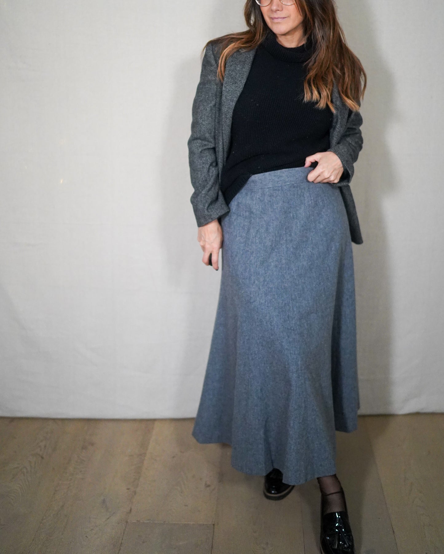 Vintage Ghooki Wool A-Line Midi Skirt