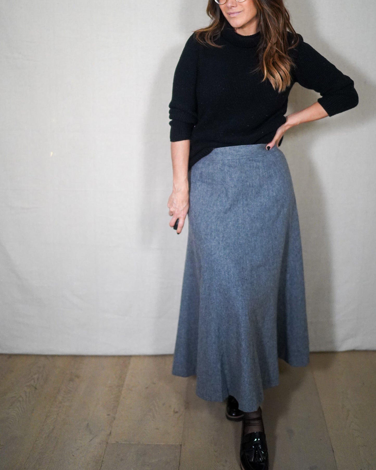 Vintage Ghooki Wool A-Line Midi Skirt